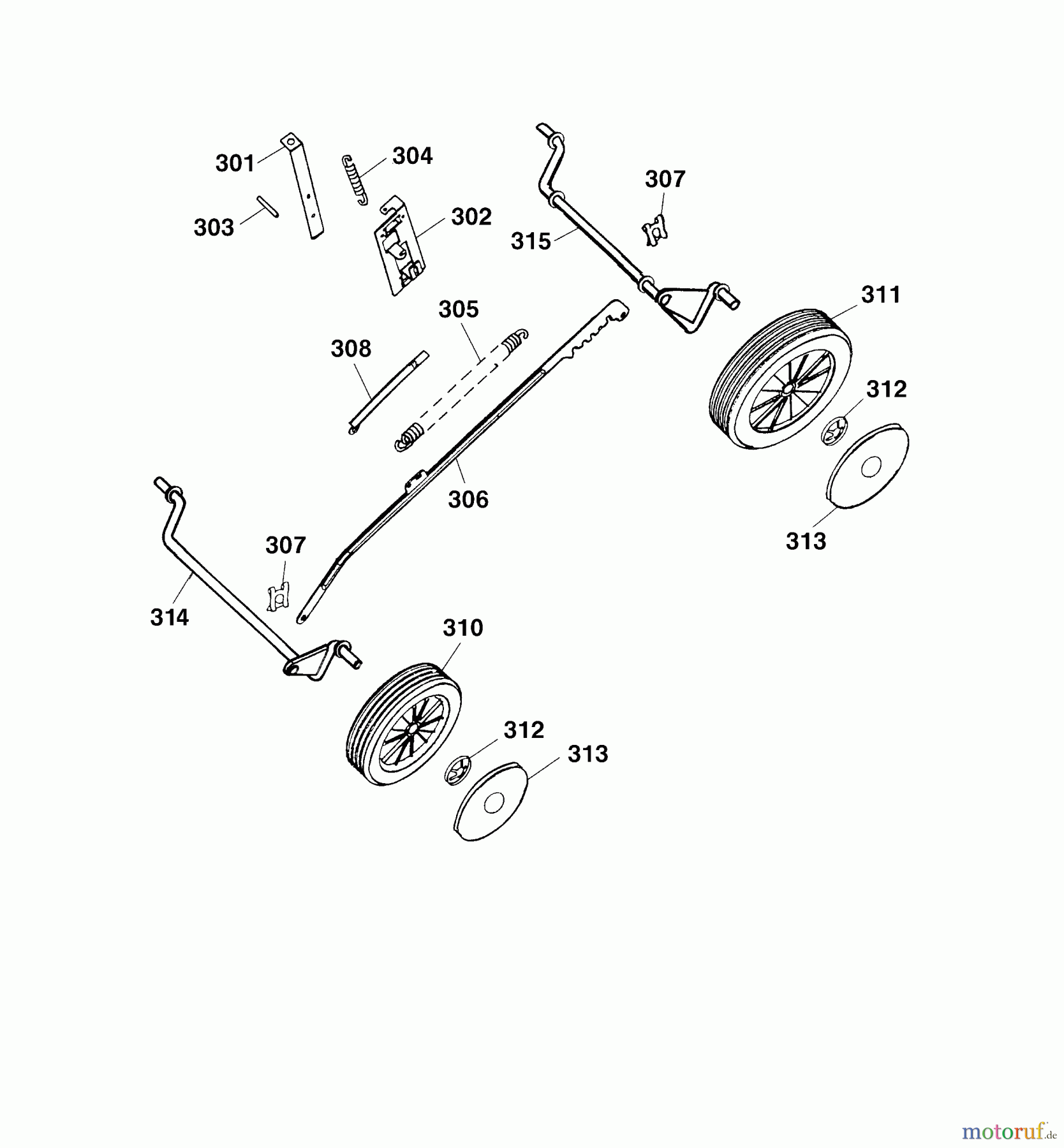  Wolf-Garten Elektromäher 2.40 E 4961680 Serie E  (2005) Räder, Schnitthöhenverstellung