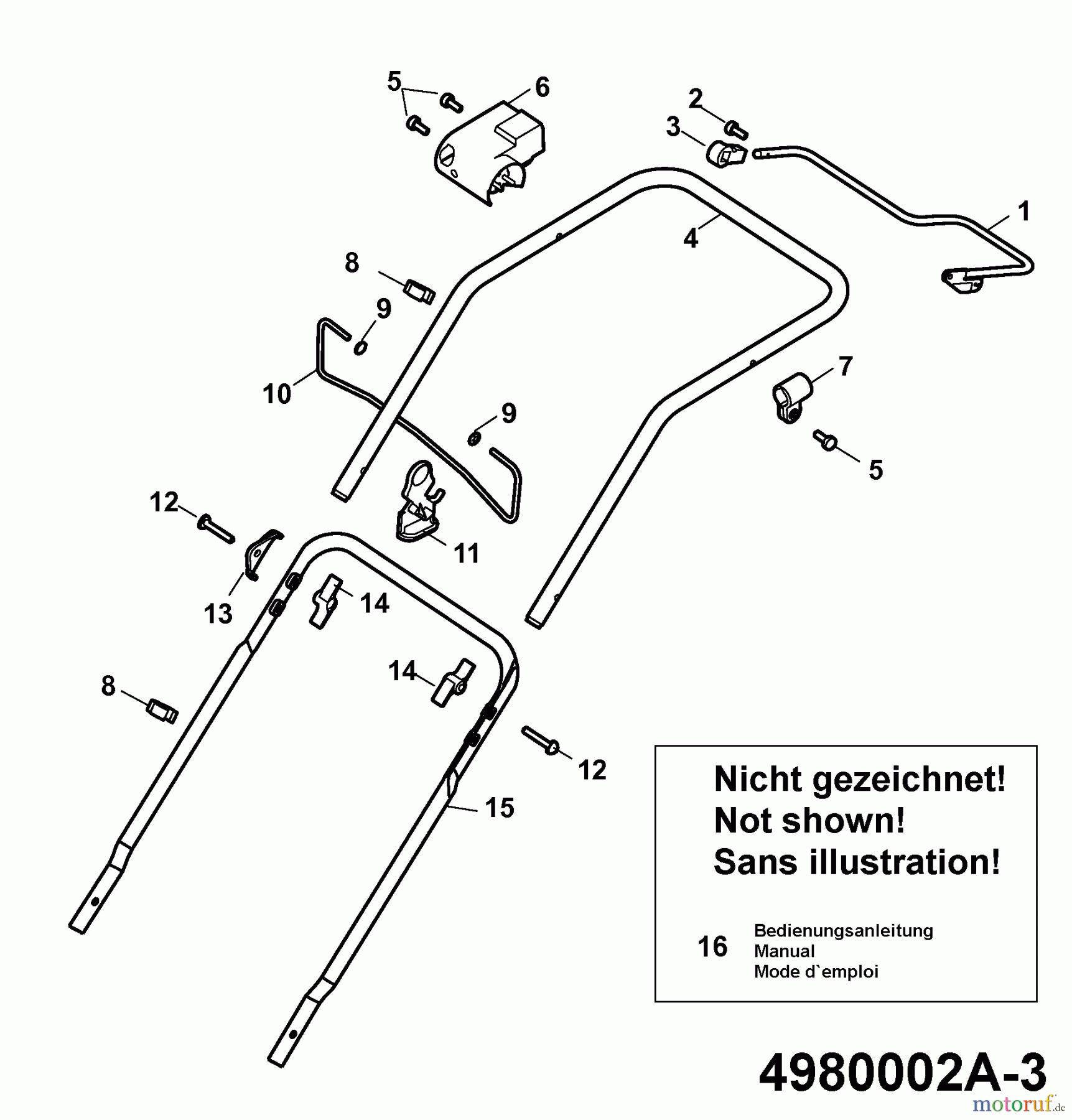  Wolf-Garten Elektromäher Power Edition 40 E-1 4980002 Serie A  (2009) Holm