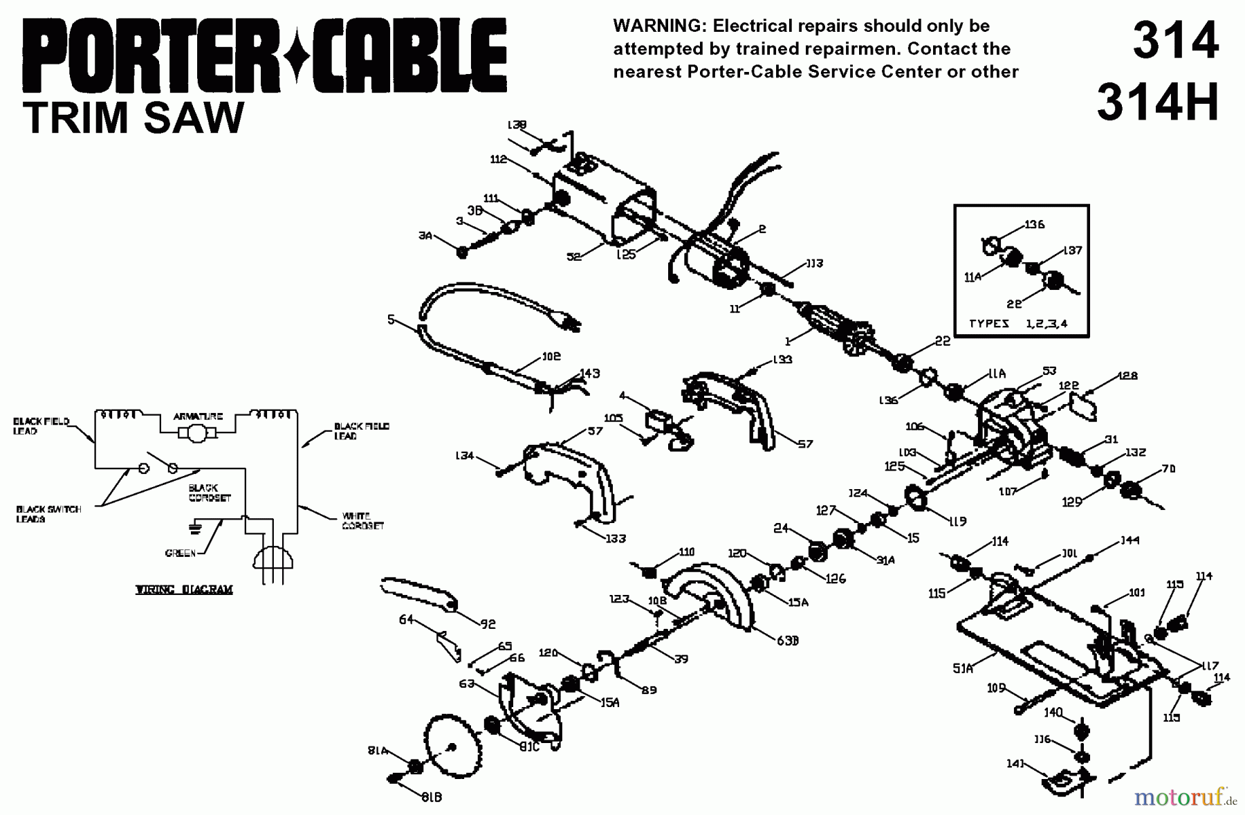  PORTER CABLE Divers HERITAGE TRIM SAW 314H Seite 1