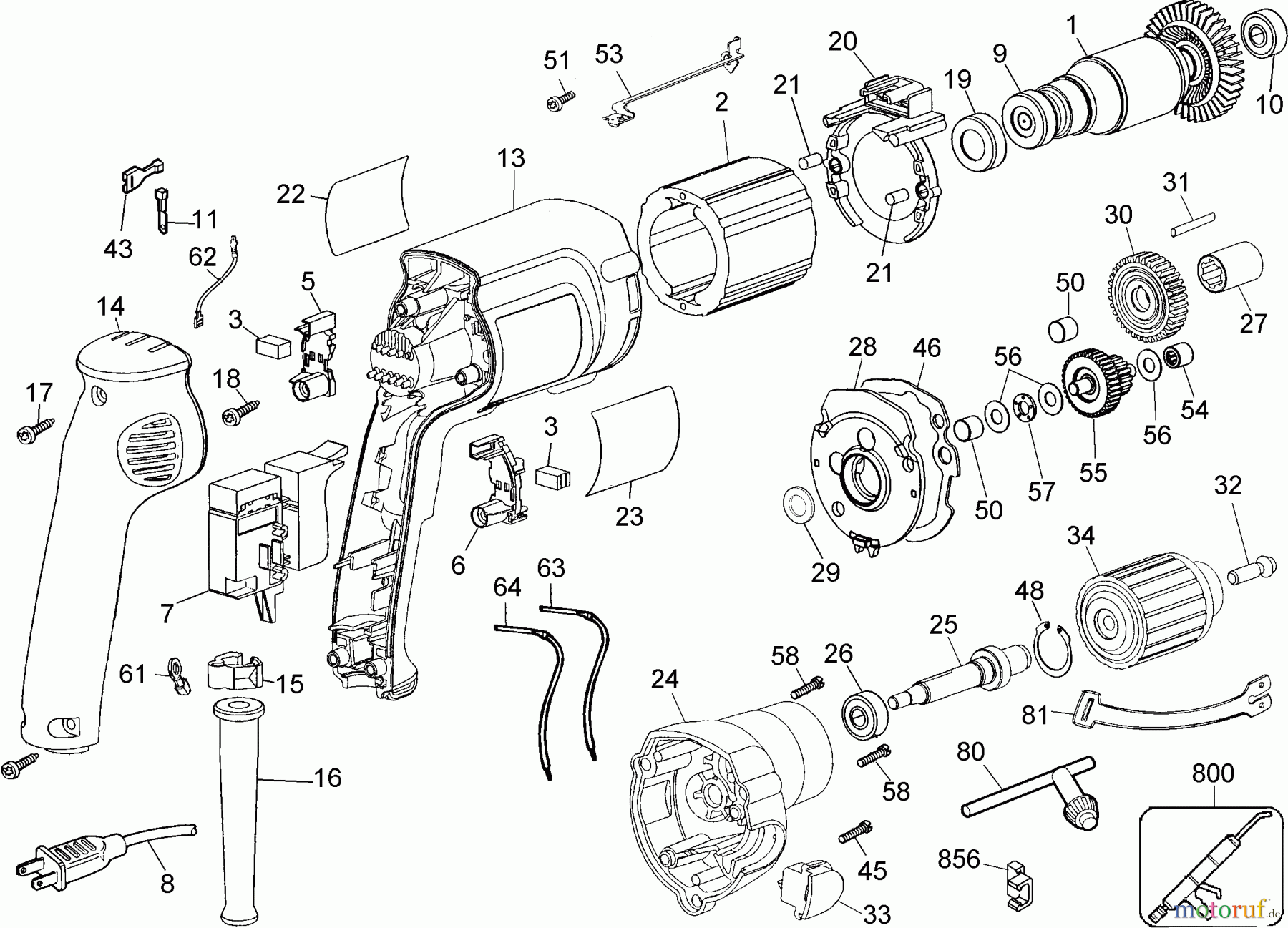  DEWALT Divers 3/8IN DRILL 0-1200RPM DW223G Seite 1