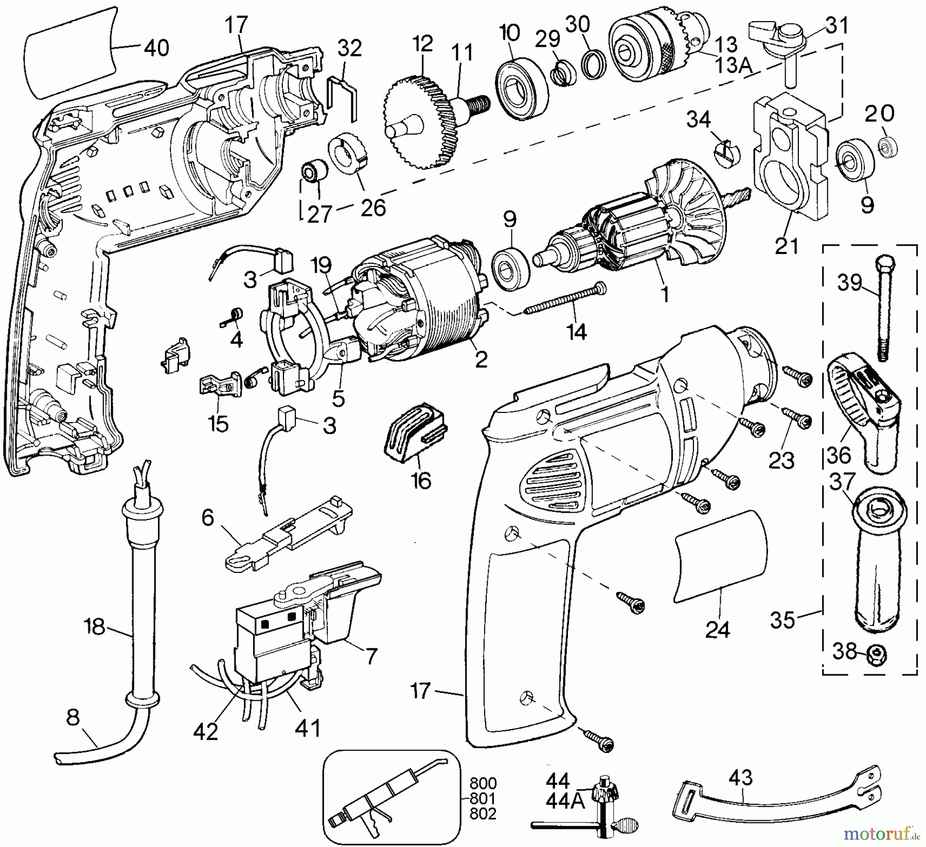  DEWALT Divers 1/2 3.5A 2 SP HD DRILL DW507-44 Seite 1