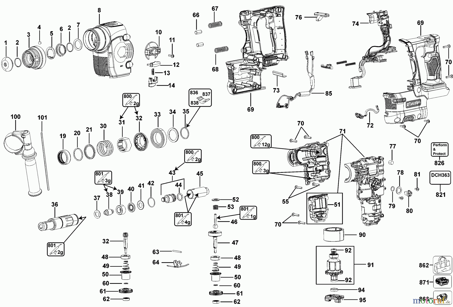  DEWALT Divers 1IN 36V ROTARY HAMR DCH363KL Seite 1