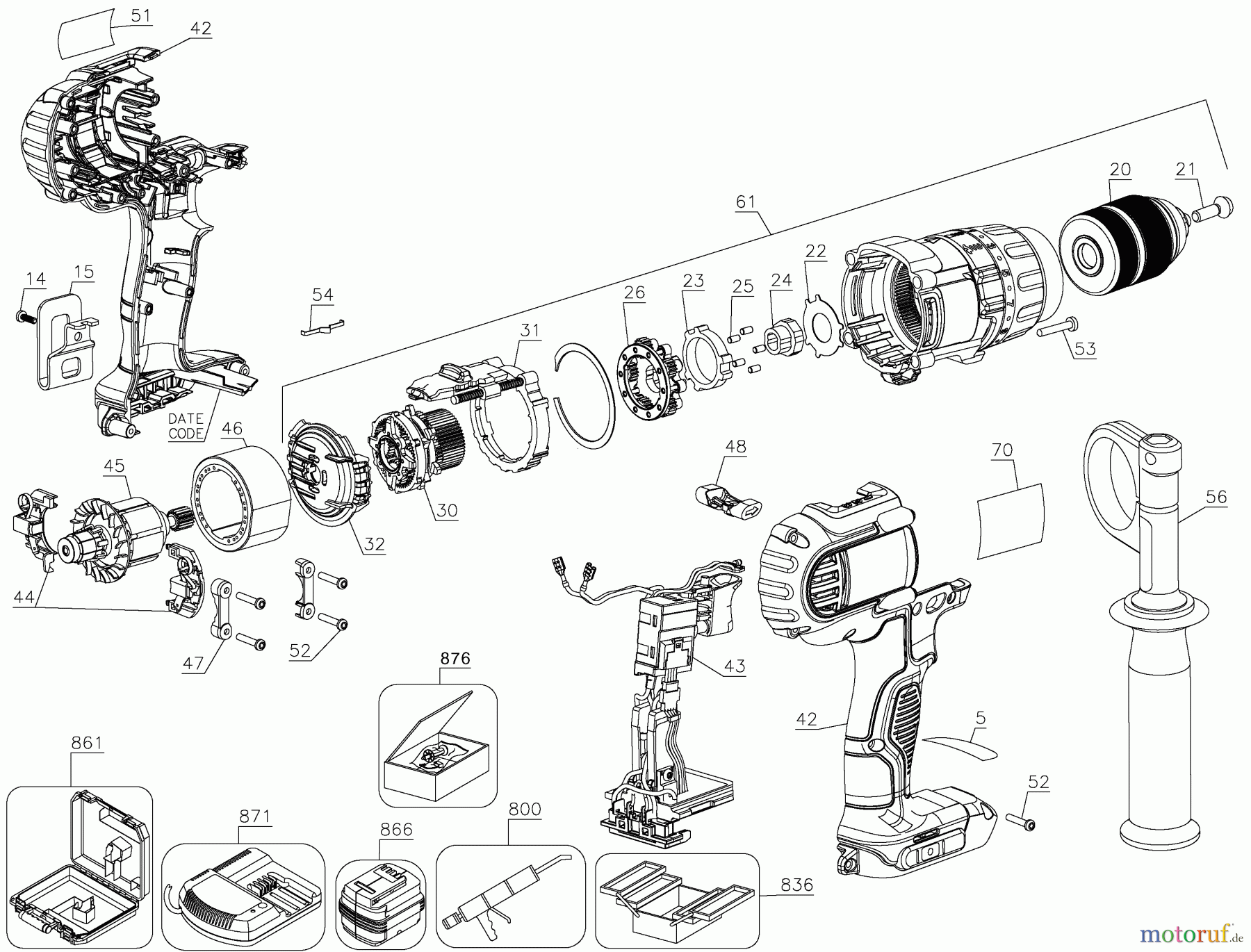  DEWALT Divers 20V DRILL DCD980M2 Seite 1