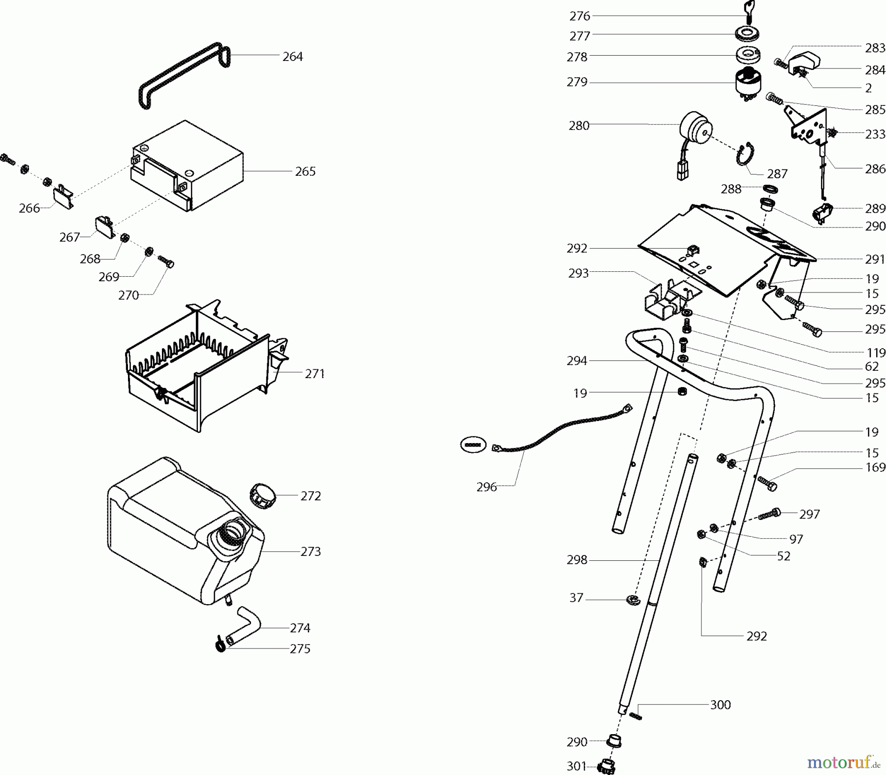 Dolmar Rasentraktoren TM-102.13 TM-102.13 (2003) 8 TANK, BATTERIE, LENKSÄULE