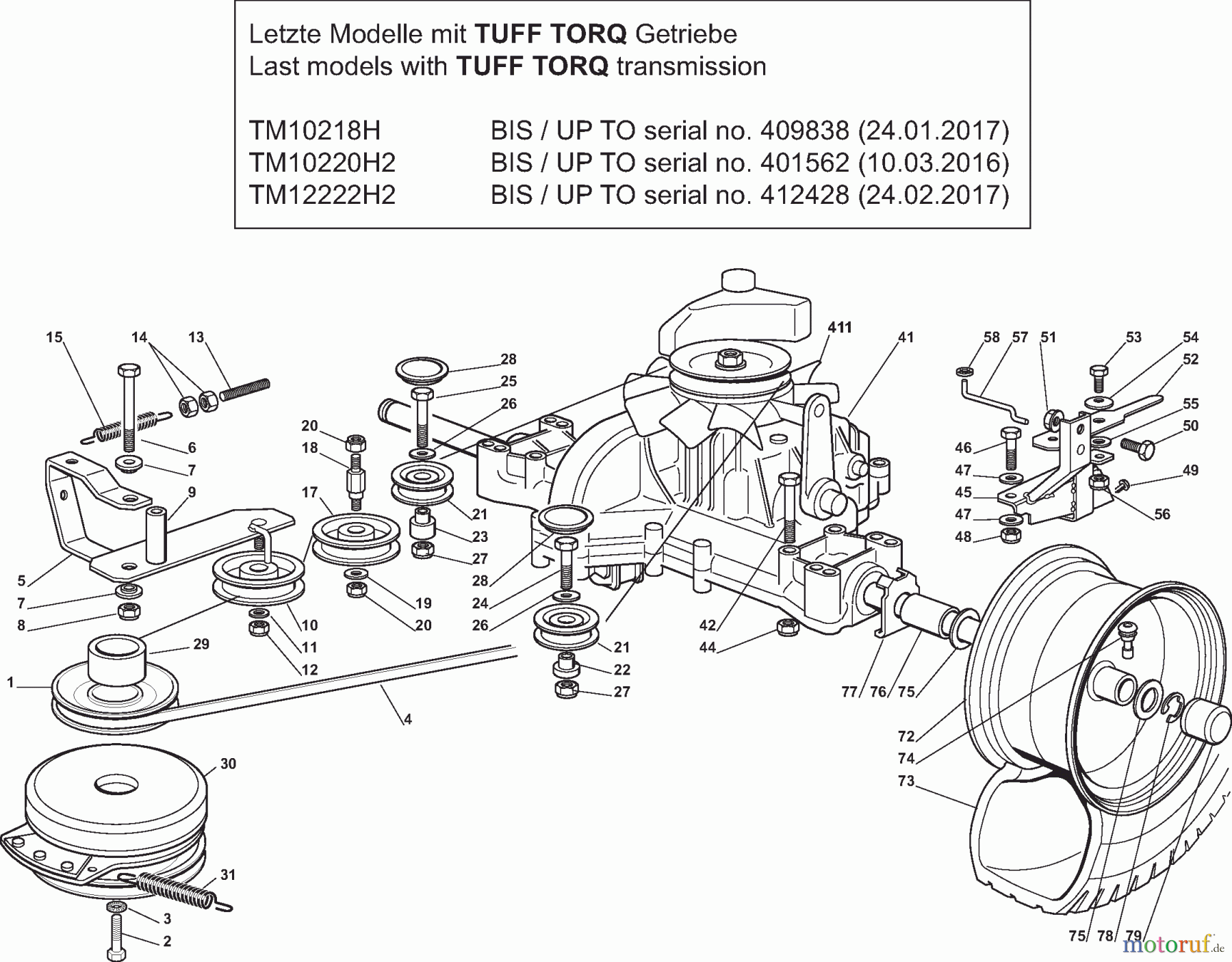  Dolmar Rasentraktoren TM10220H2 TM-102.20 H2 (2013-2014) 6y  Getriebe