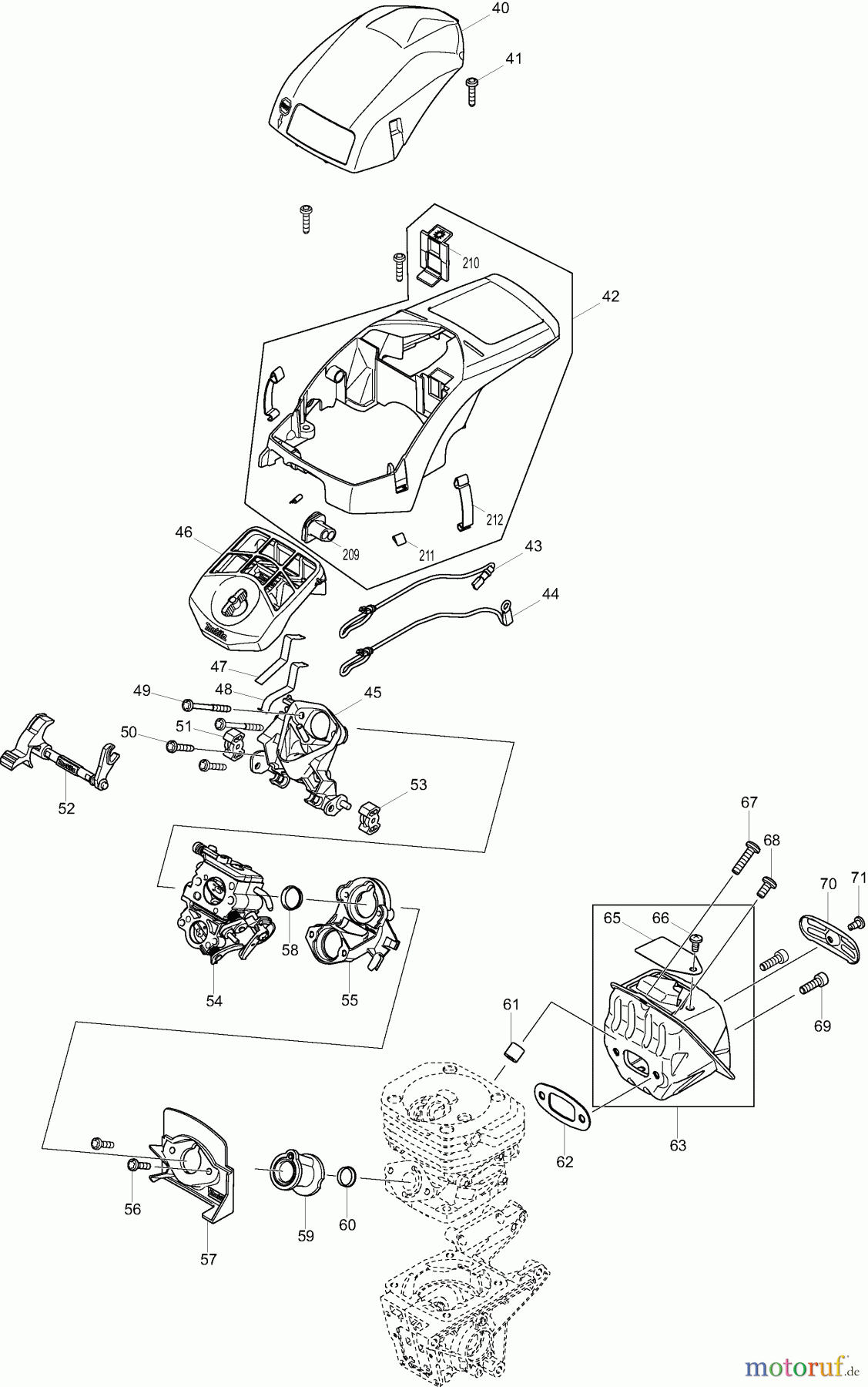 Dolmar Kettensägen Benzin Kettensäge PS352 2 Abdeckhaube, Luftfilter, Schalldämpfer
