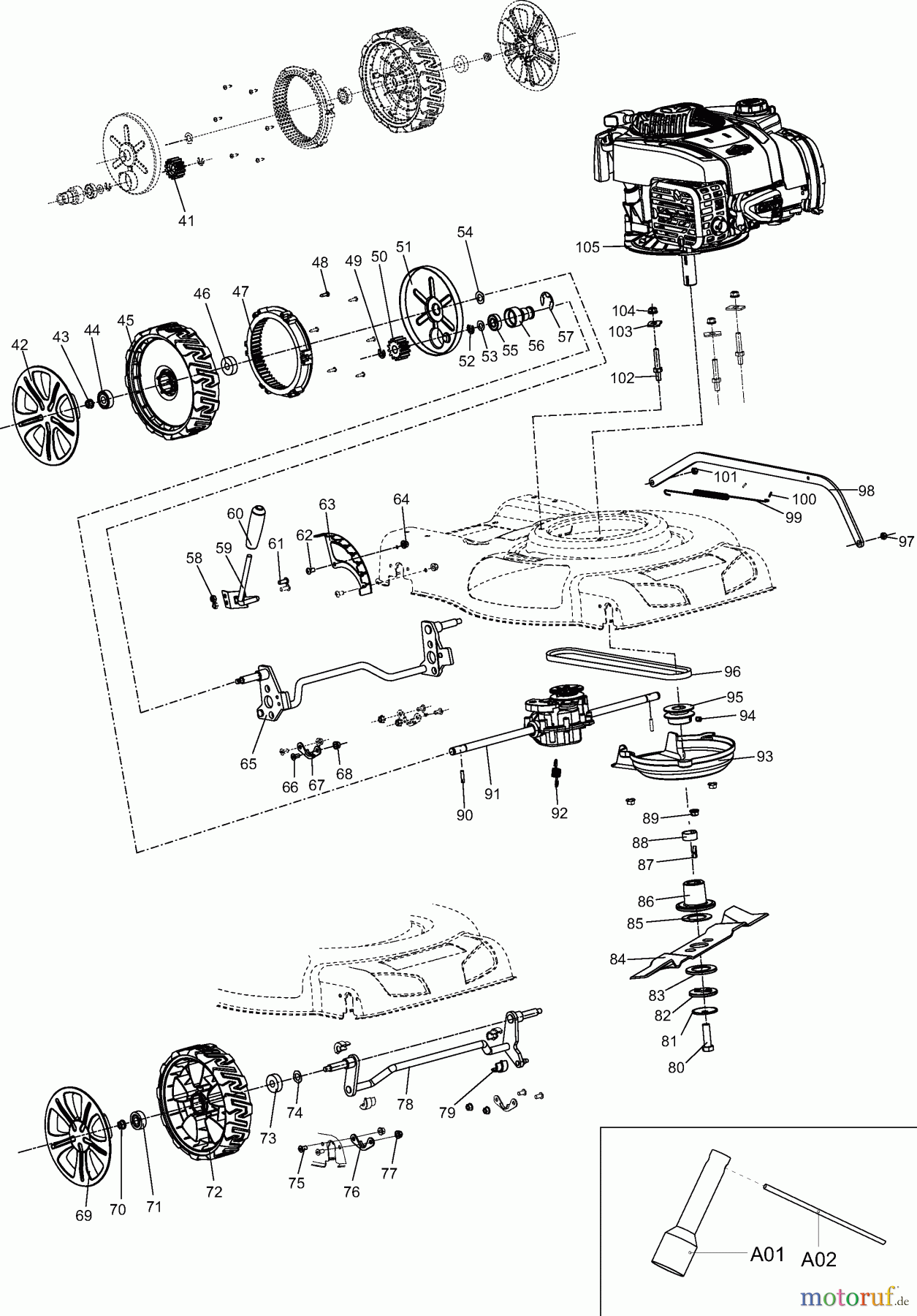 Dolmar Rasenmäher Benzin PM4820S 2 RÄDER, MESSER