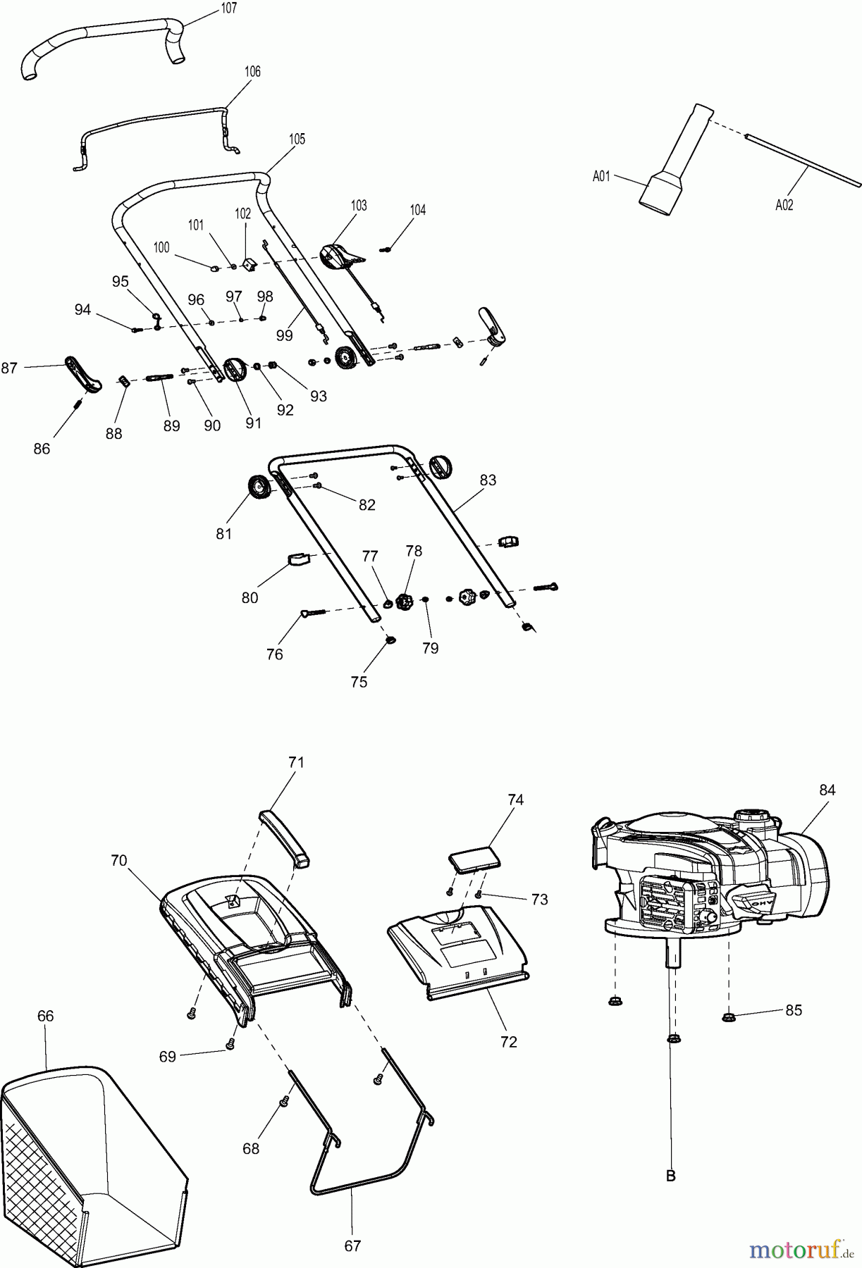  Dolmar Rasenmäher Benzin PM46BC 2  FÜHRUNGSHOLM, GRASFANGKORB