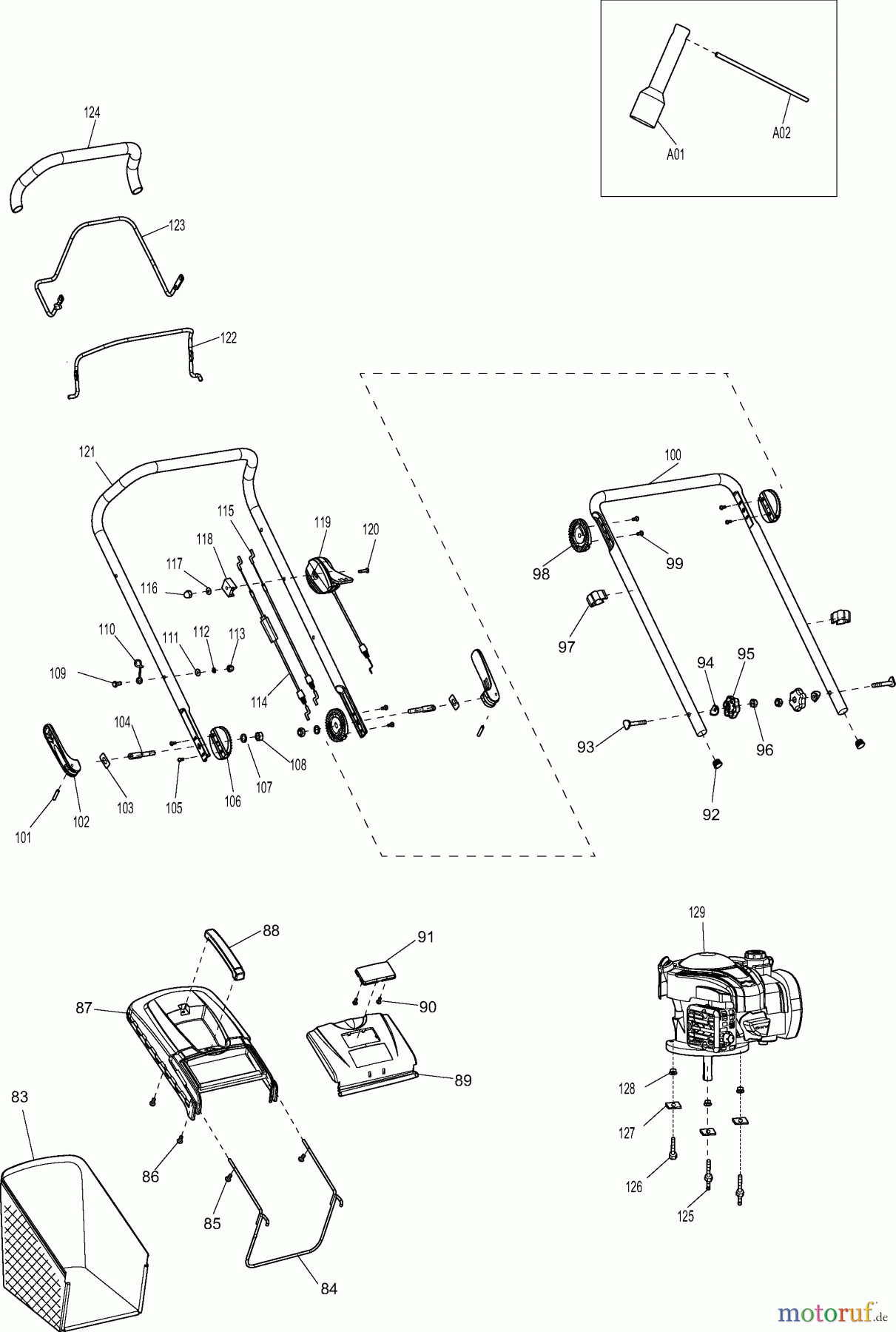  Dolmar Rasenmäher Benzin PM46SBC 2  FÜHRUNGSHOLM, GRASFANGKORB