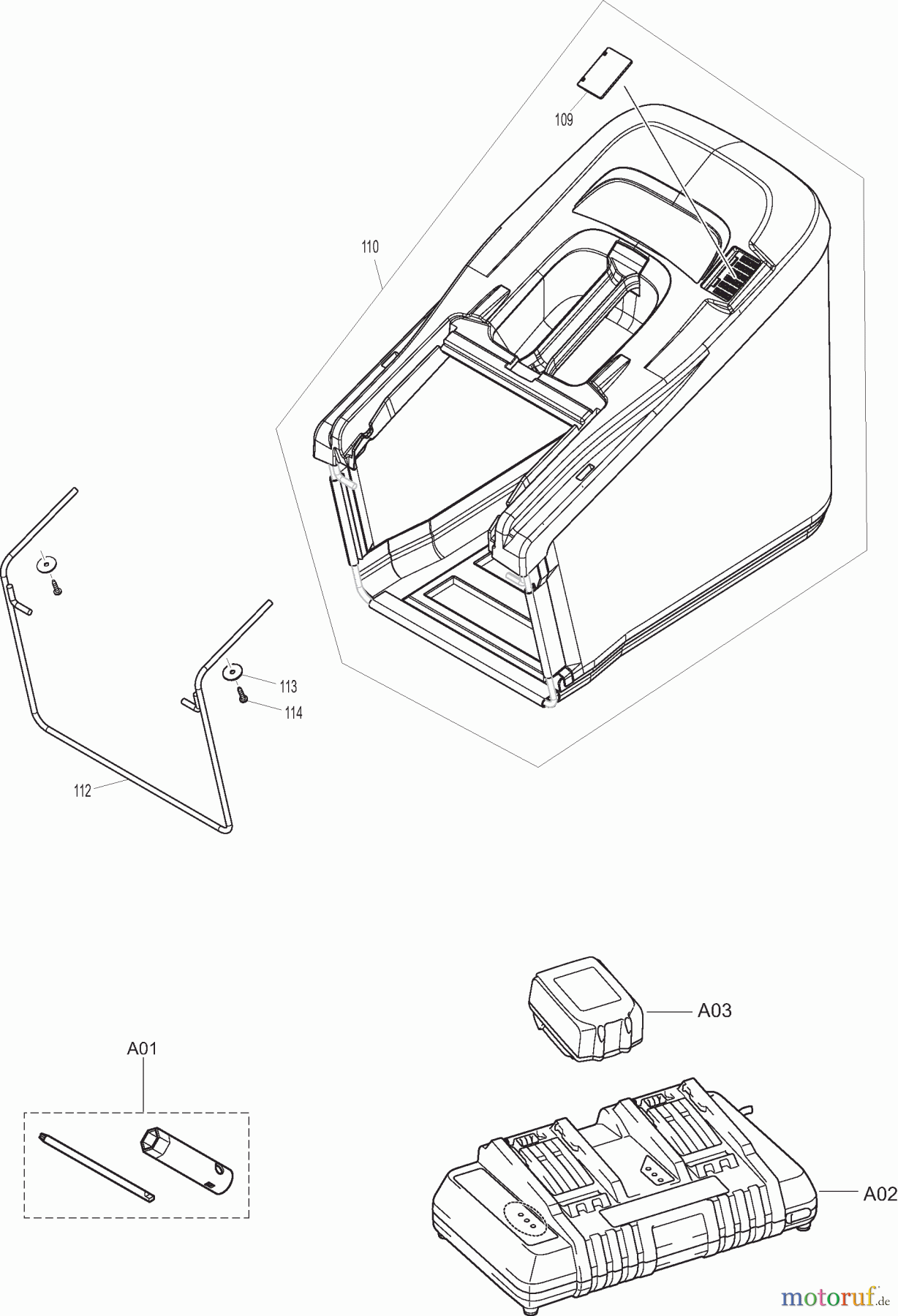  Dolmar Rasenmäher Akku AM3743 4  Grasfangkorb, Zubehör