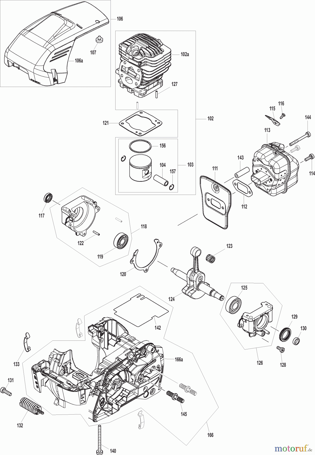  Dolmar Kettensägen Benzin Kettensäge PS550 5  Zylinder, Kurbelwelle, Schalldämpfer