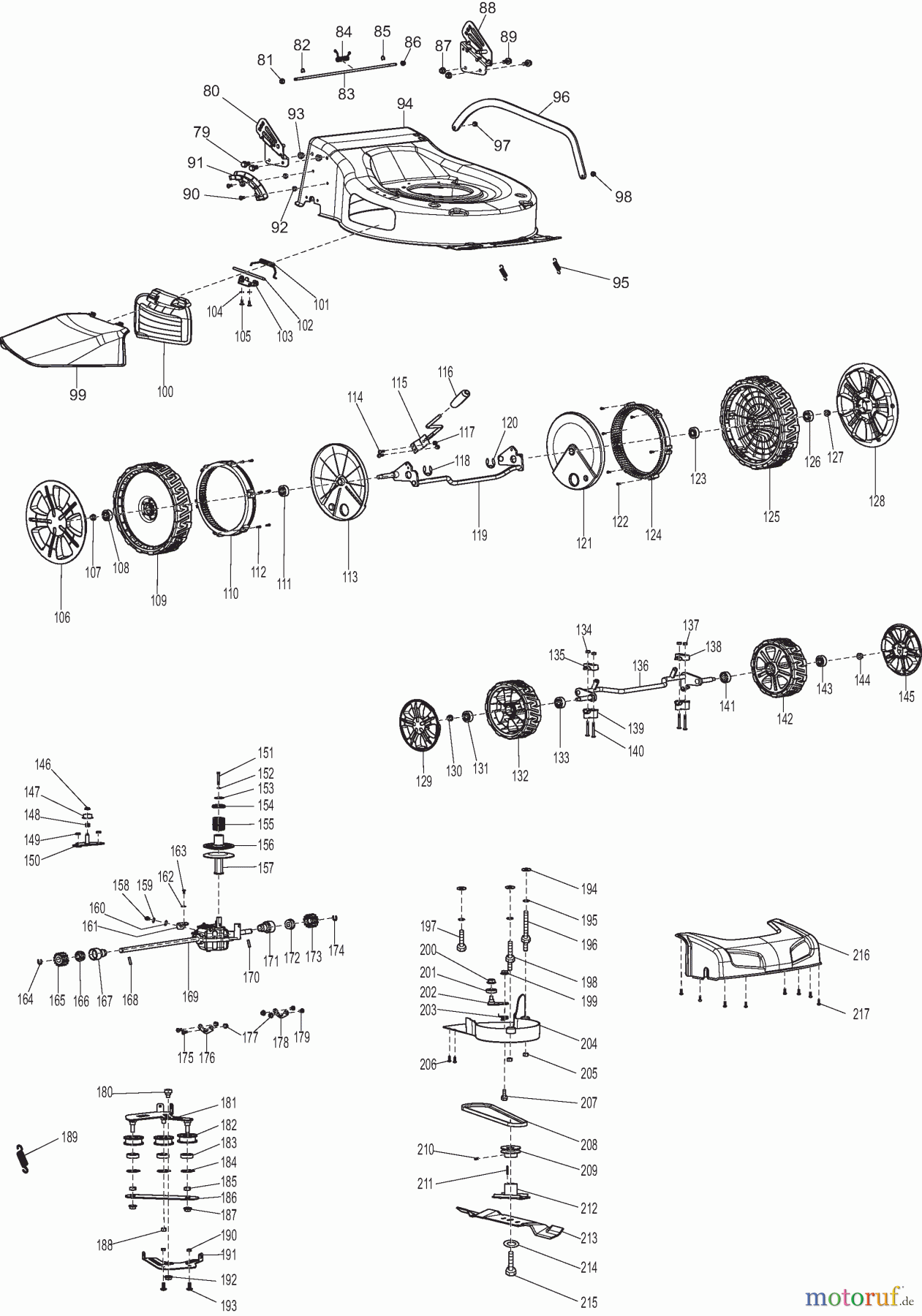  Dolmar Rasenmäher Benzin PM5101S3R 2  Deck, Räder, Messer
