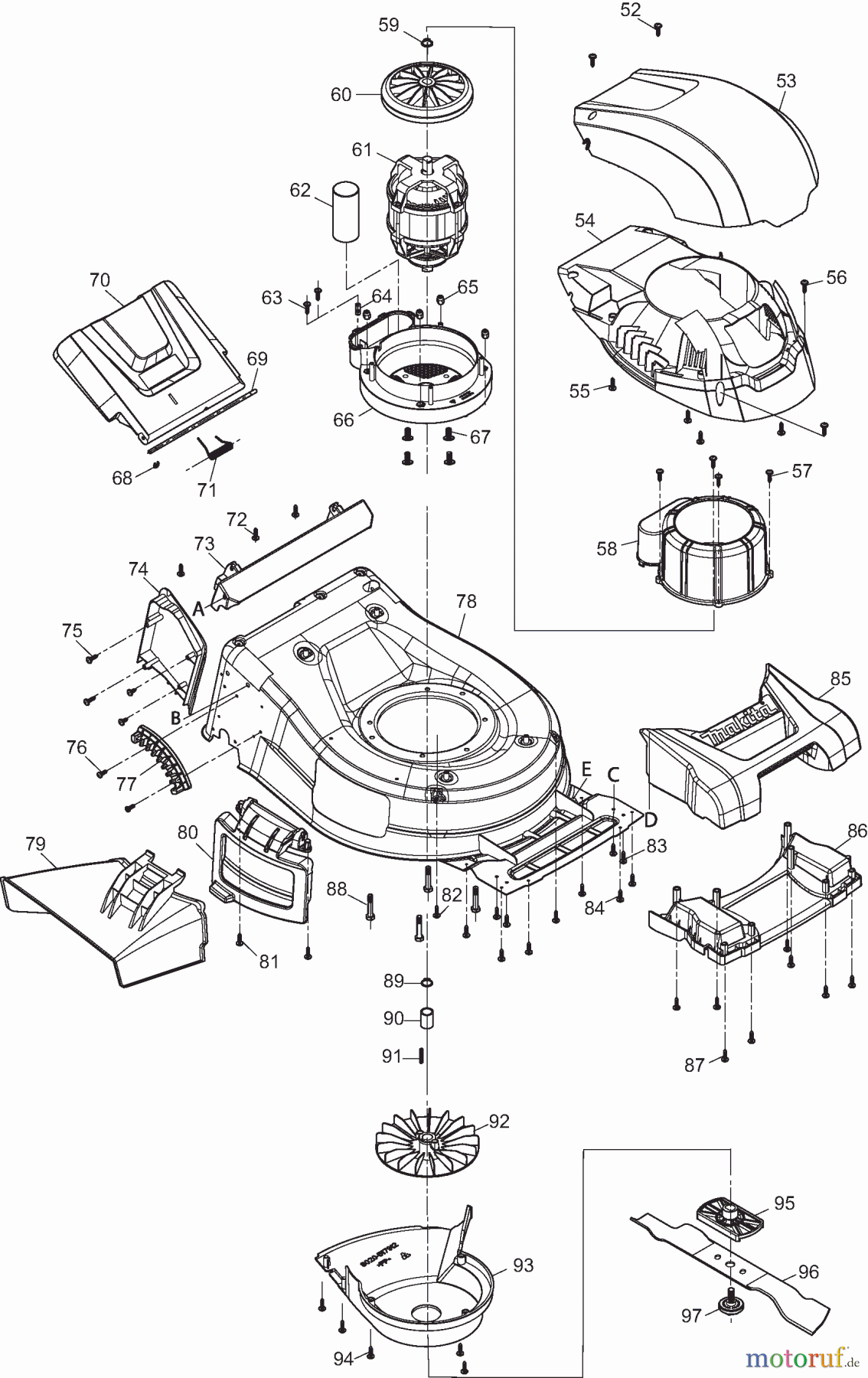  Dolmar Rasenmäher Elektro EM462 2  Gehäuse, Motor, Messer