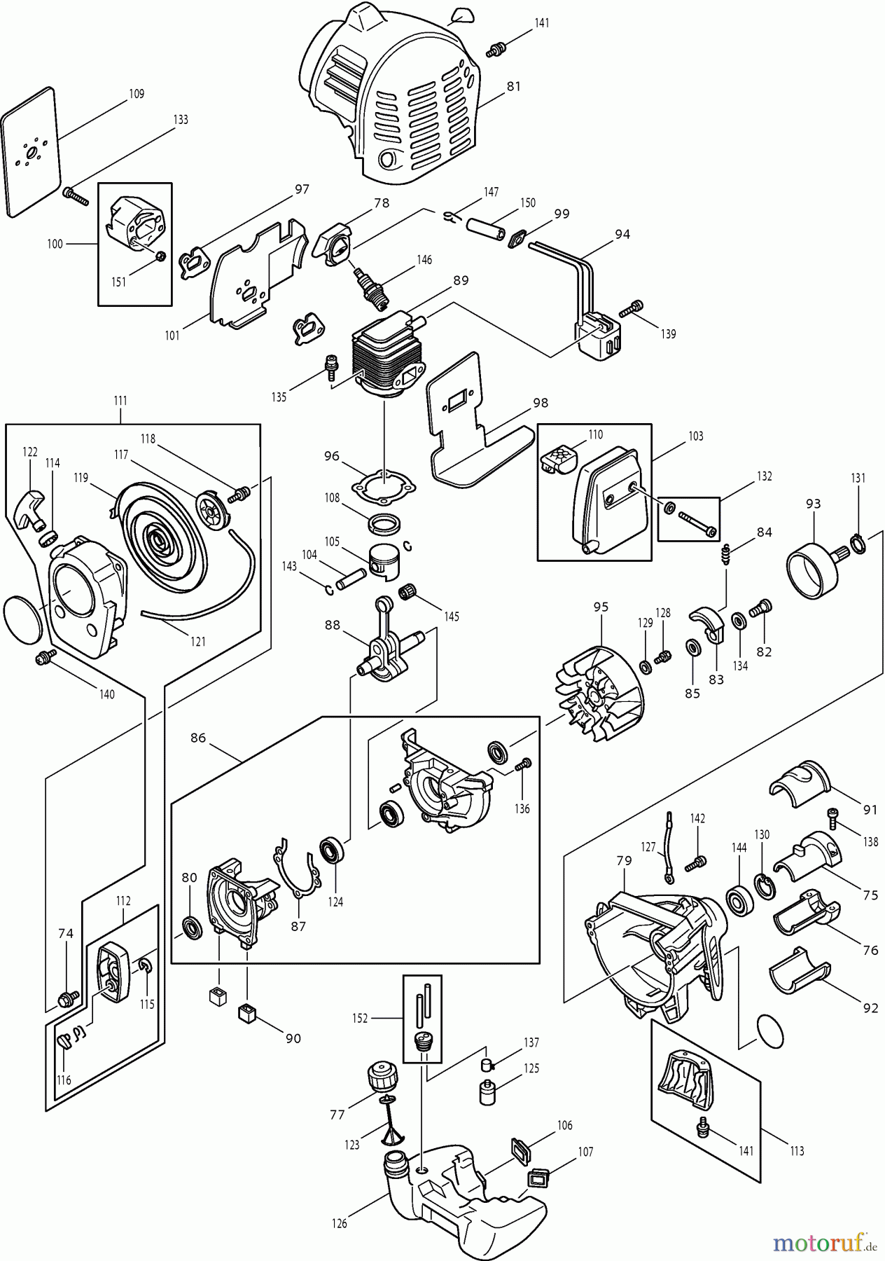  Dolmar Heckenscheren Benzin MH-2556 (USA) MH-2556 (USA =>2009) 4  Motor, Anwerfvorrichtung, Kupplung, Kraftstofftank, Schalldämpfer