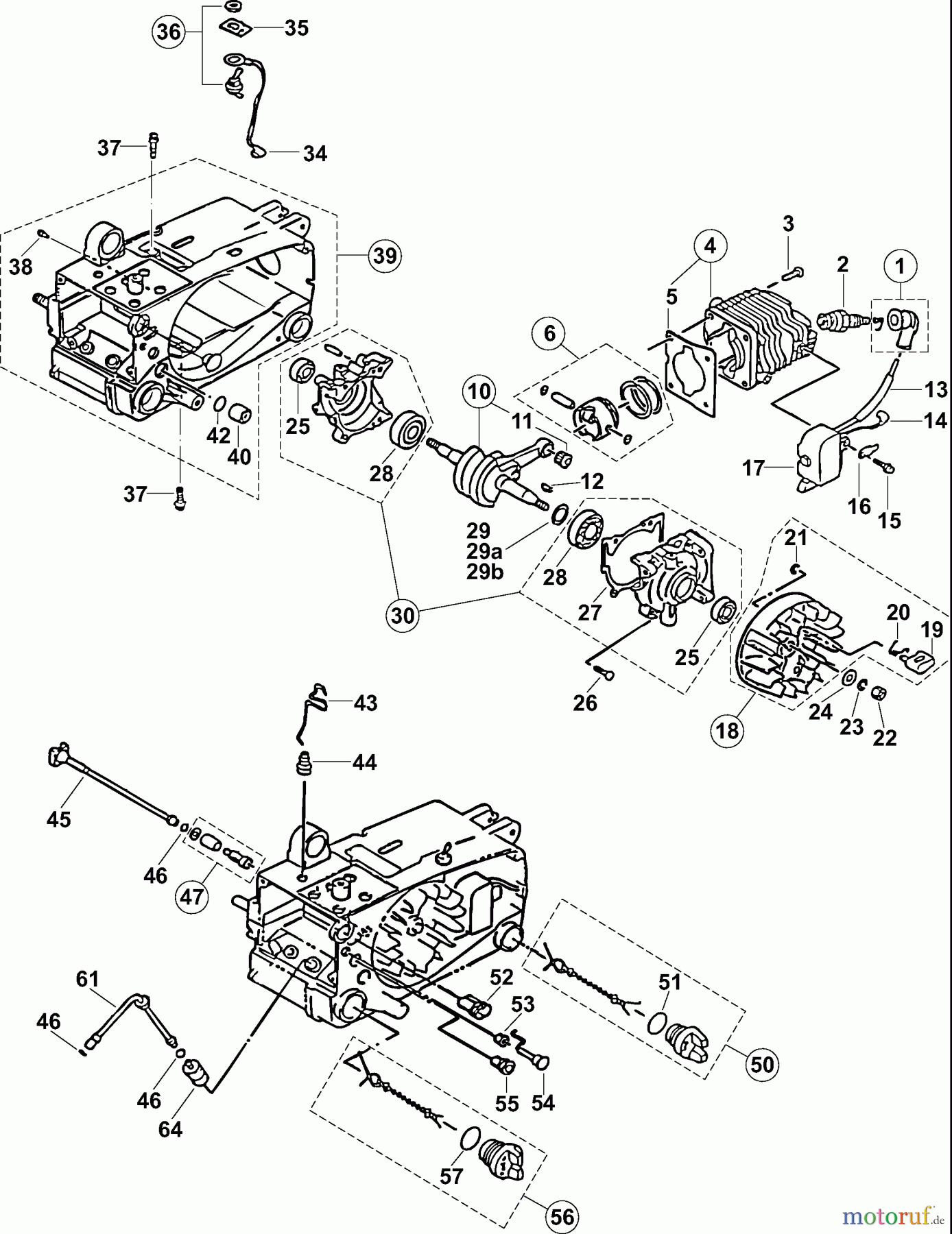  Dolmar Kettensägen Benzin Kettensäge PS-3300 TH 2  Motorgehäuse, Kurbelgehäuse, Zylinder, Zündung