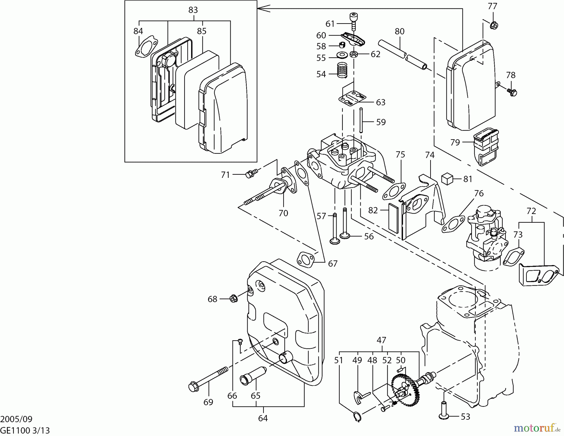 Dolmar Stromerzeuger GE-1100 3 Ventile, Luftfilter, Schalldämpfer