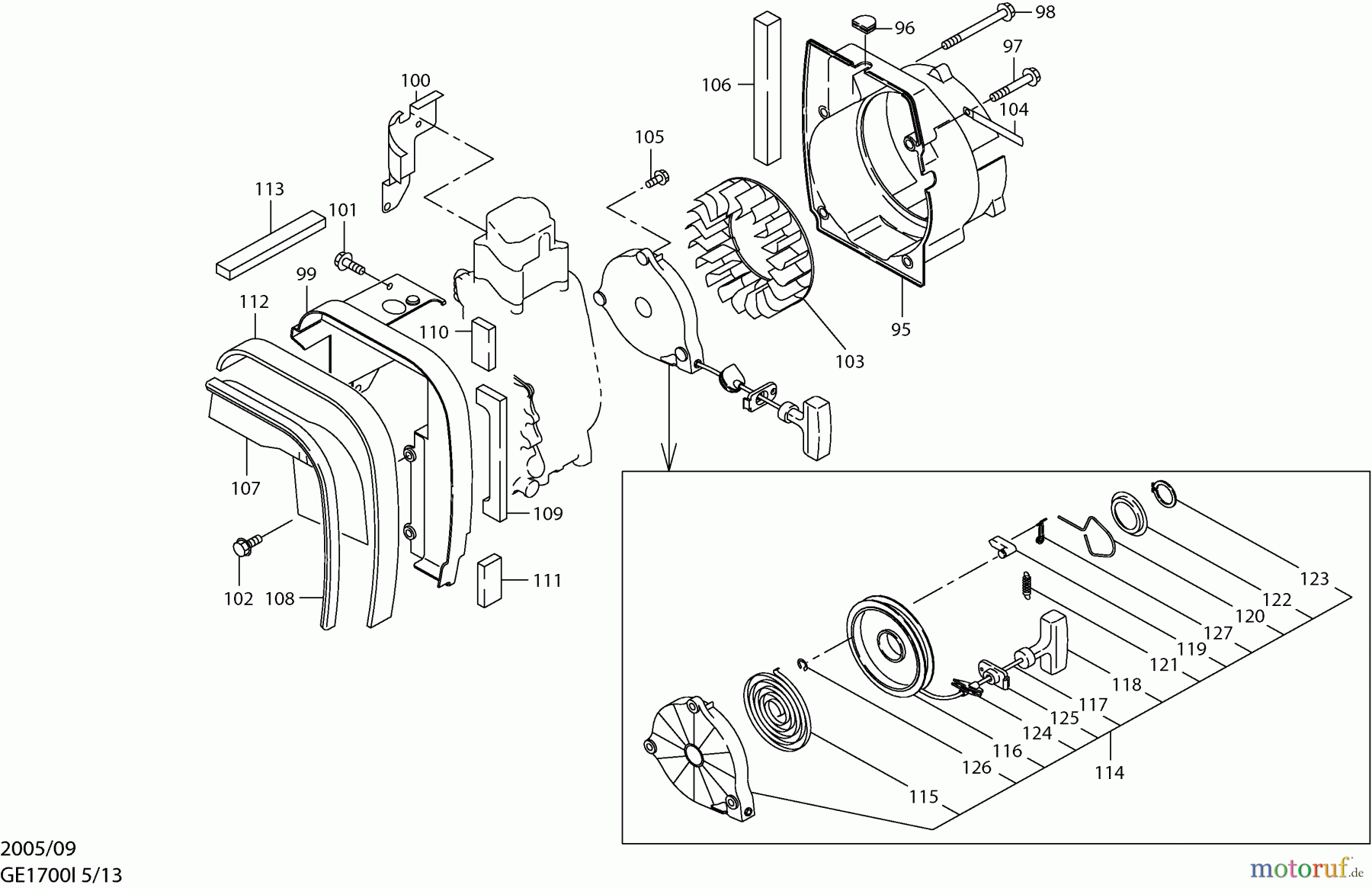  Dolmar Stromerzeuger GE-1700 I 5  Anwerfvorrichtung, Ventilatorgehäuse