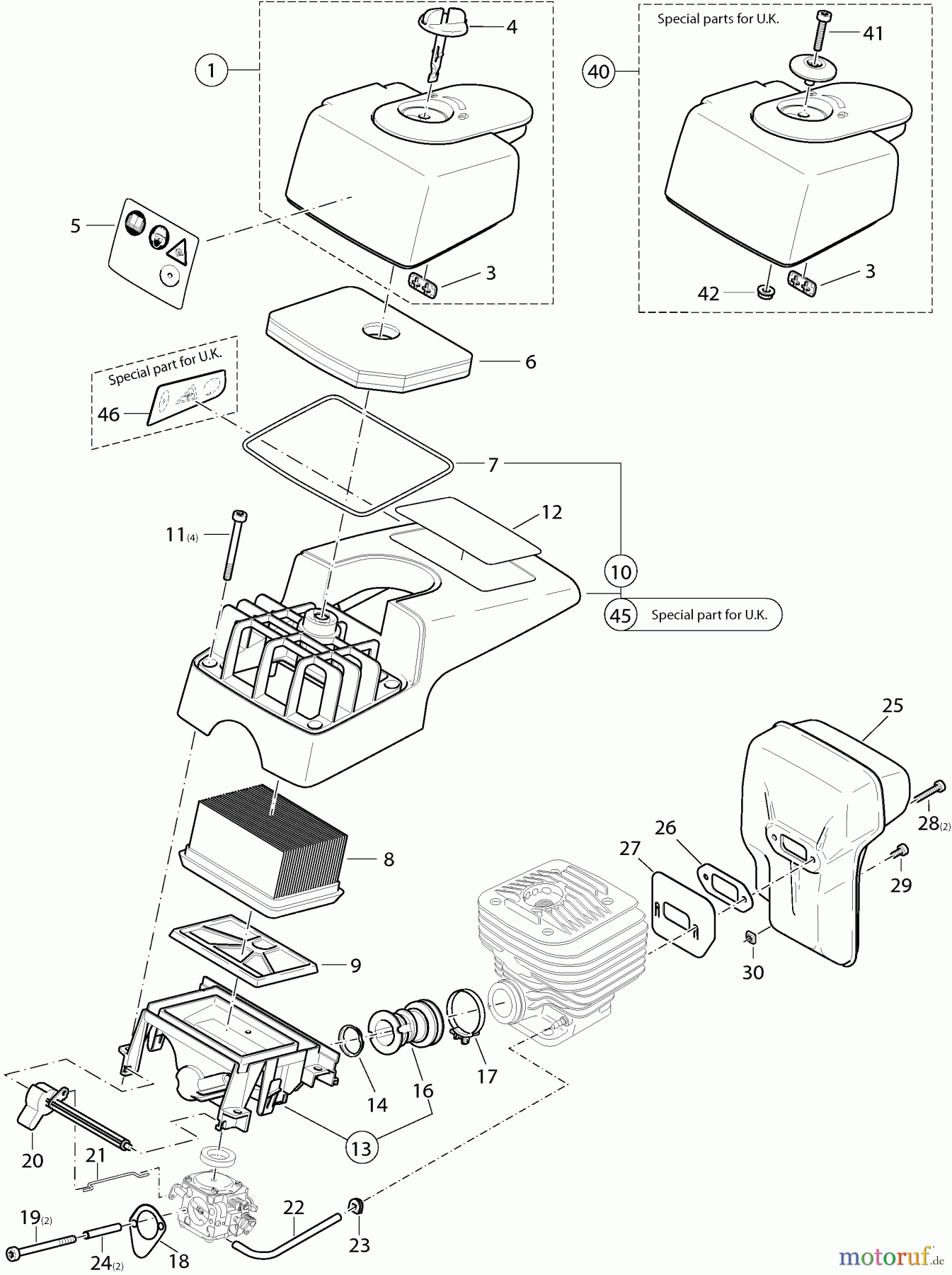  Dolmar Trennschleifer Benzin PC-6212 3  Abdeckhaube, Luftfilter, Schalldämpfer