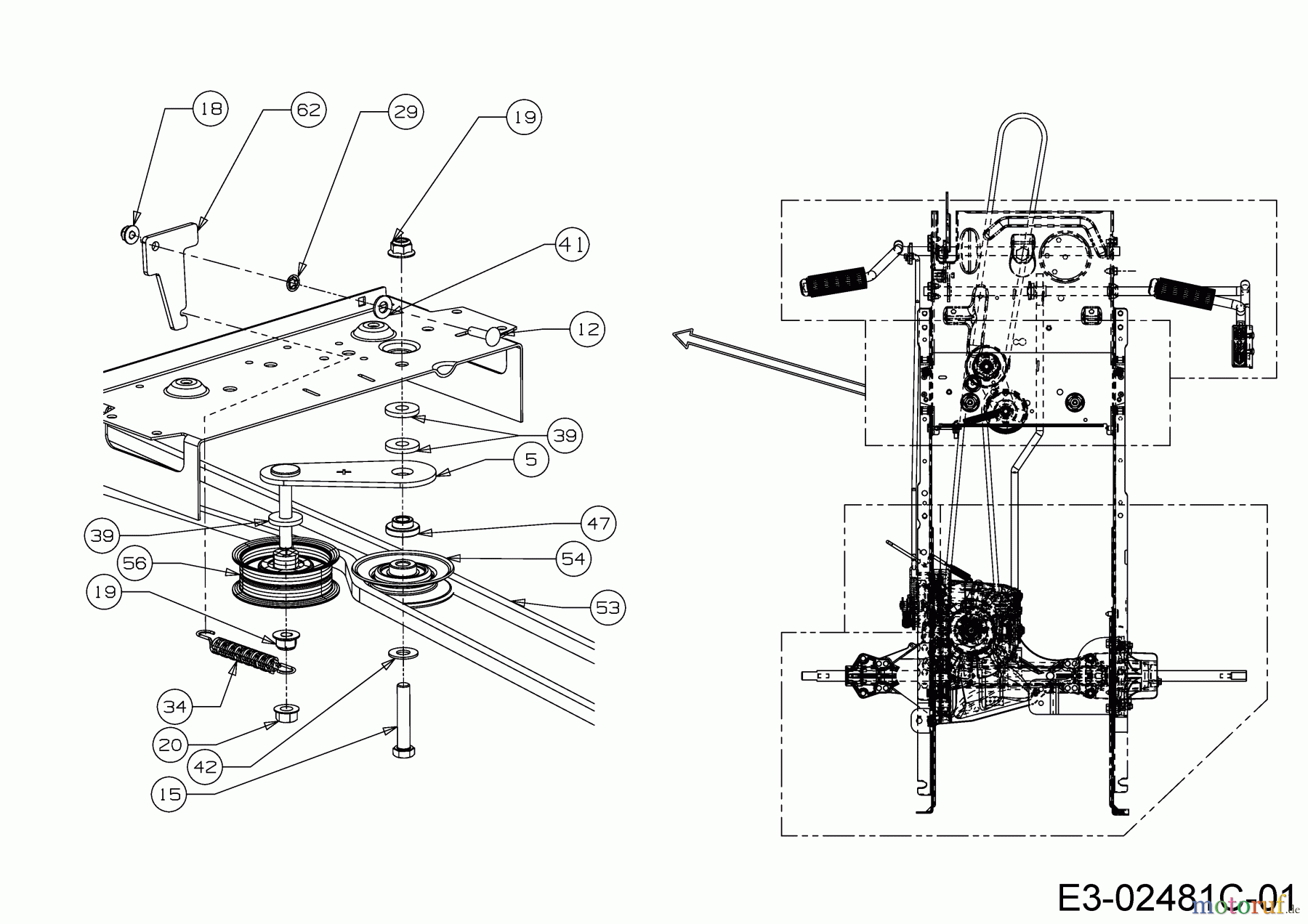  Helington Rasentraktoren H 105 HK 13AG71KN686  (2019) Keilriemen Fahrantrieb, Spannrolle, Umlenkrolle