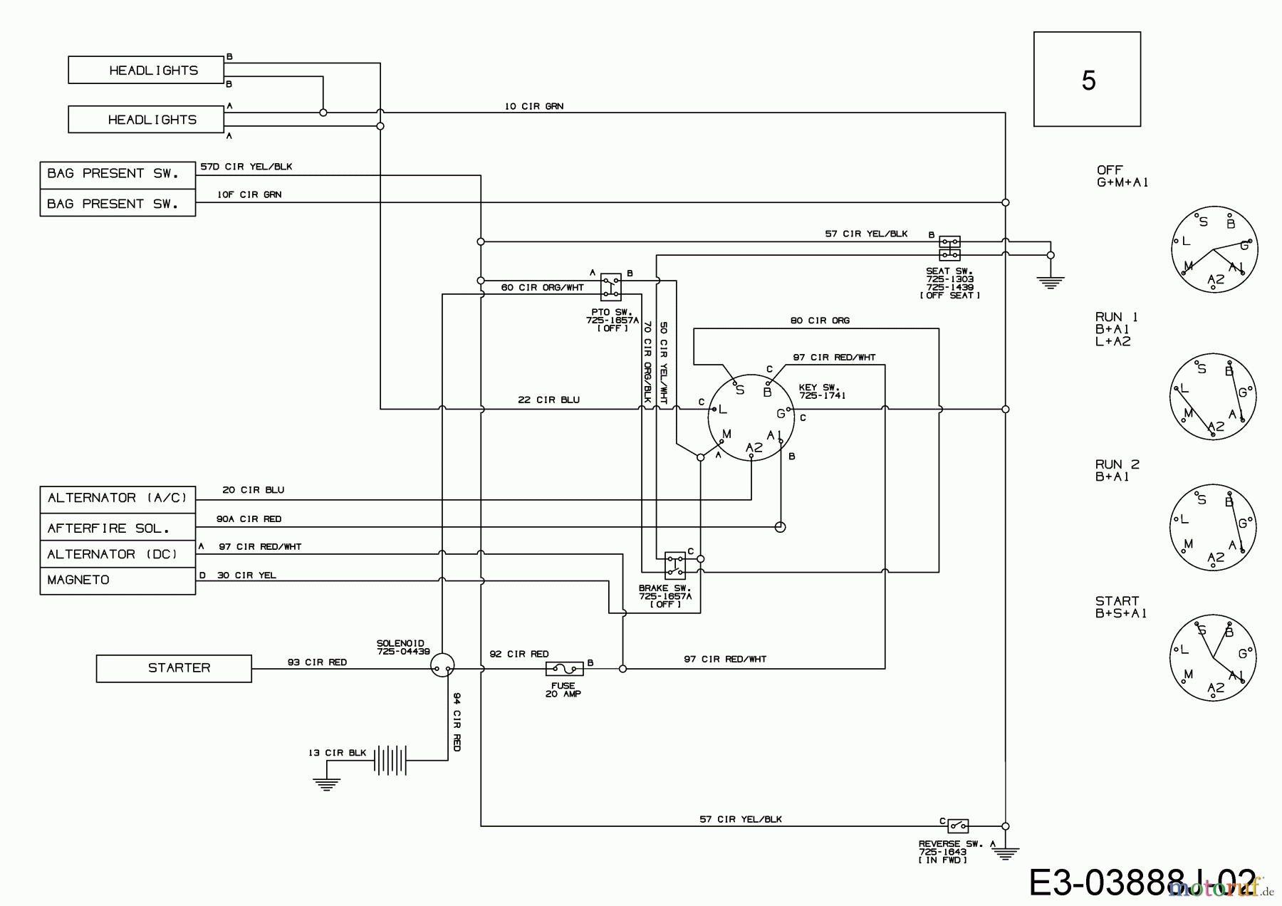  MTD Rasentraktoren Gold 200-105 T 13BT76KN615  (2019) Schaltplan