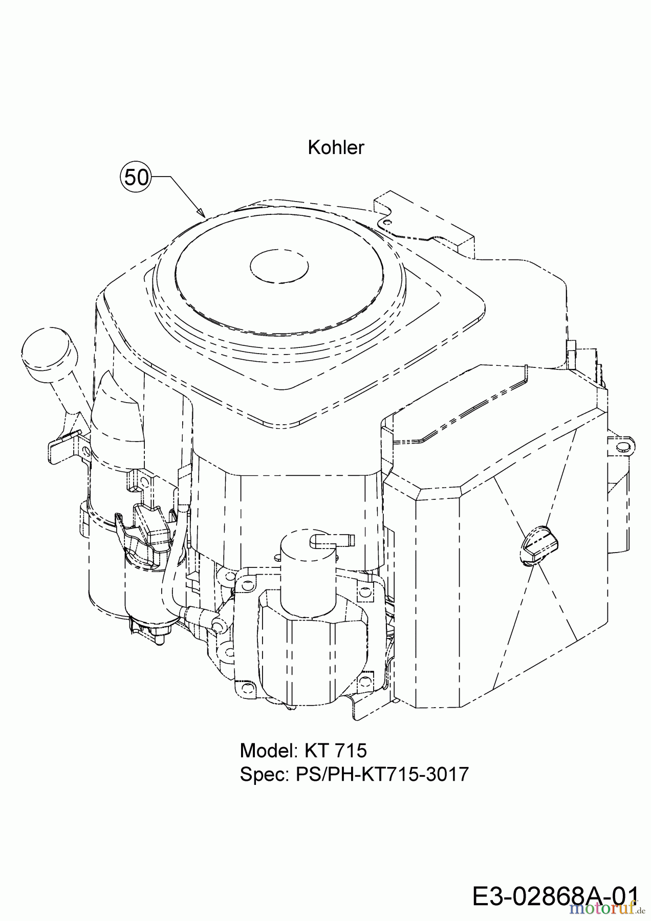  Wolf-Garten Rasentraktoren Expert 107.200 H 13AP93WS350  (2015) Motor Kohler
