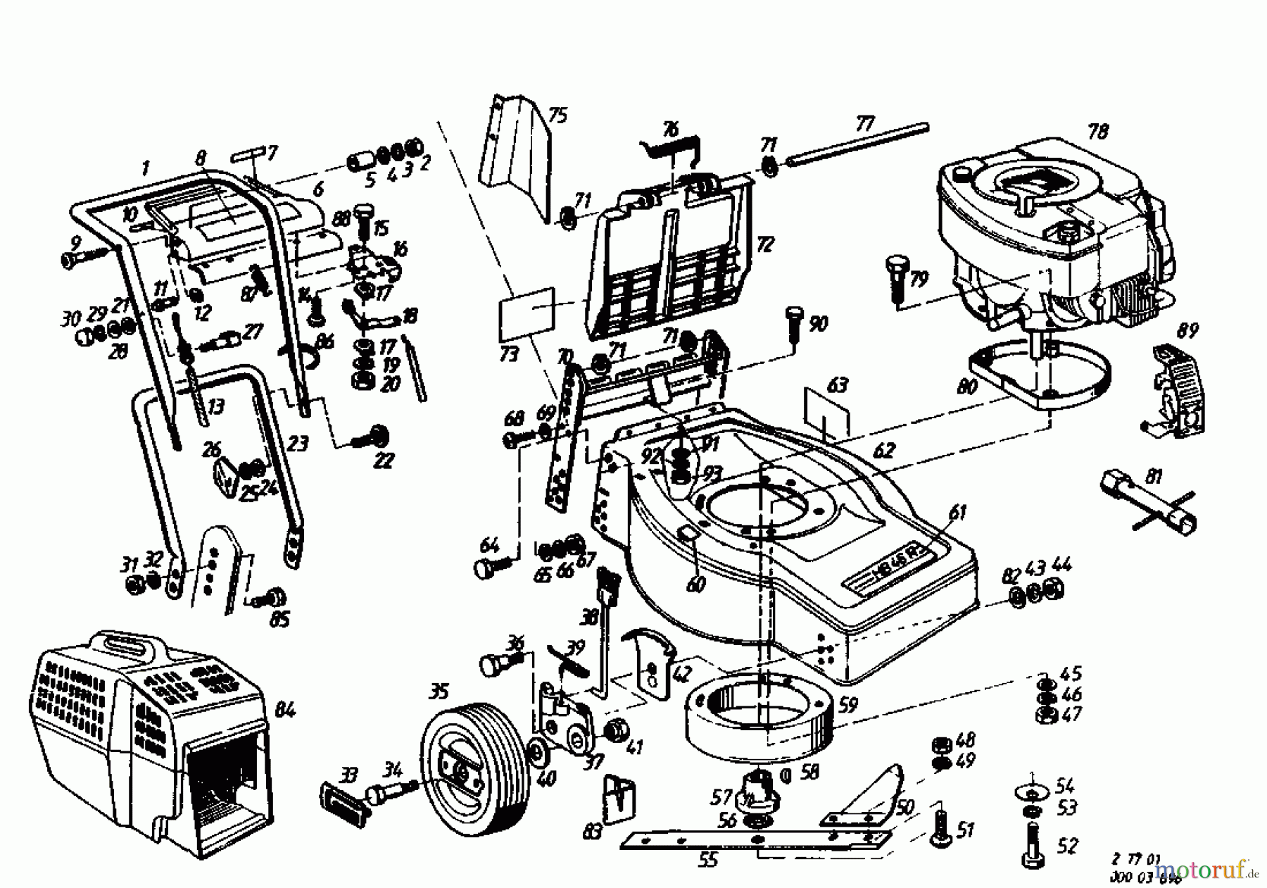  Gutbrod Motormäher mit Antrieb HB 46 R 02877.01  (1985) Grundgerät