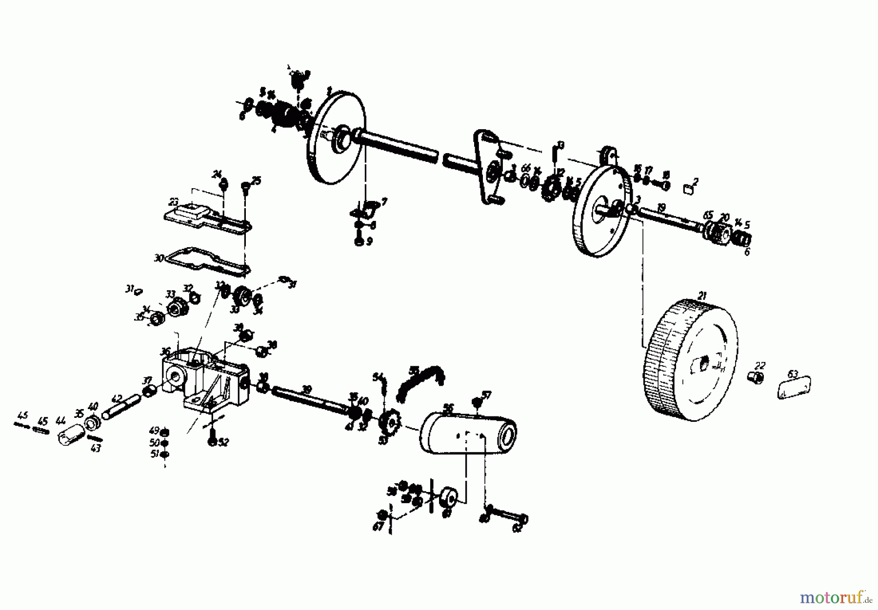  Gutbrod Motormäher mit Antrieb HB 45 REL 02885.01  (1985) Getriebe, Räder