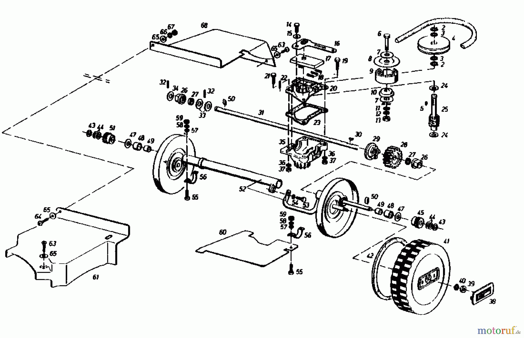 Gutbrod Motormäher mit Antrieb HB 55 R 02882.01 (1985) Getriebe, Räder