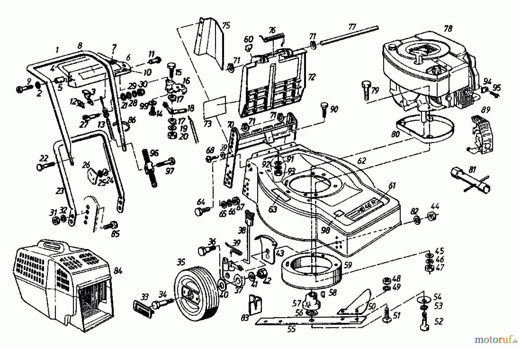  Gutbrod Motormäher mit Antrieb HB 46 R 02877.02  (1987) Grundgerät