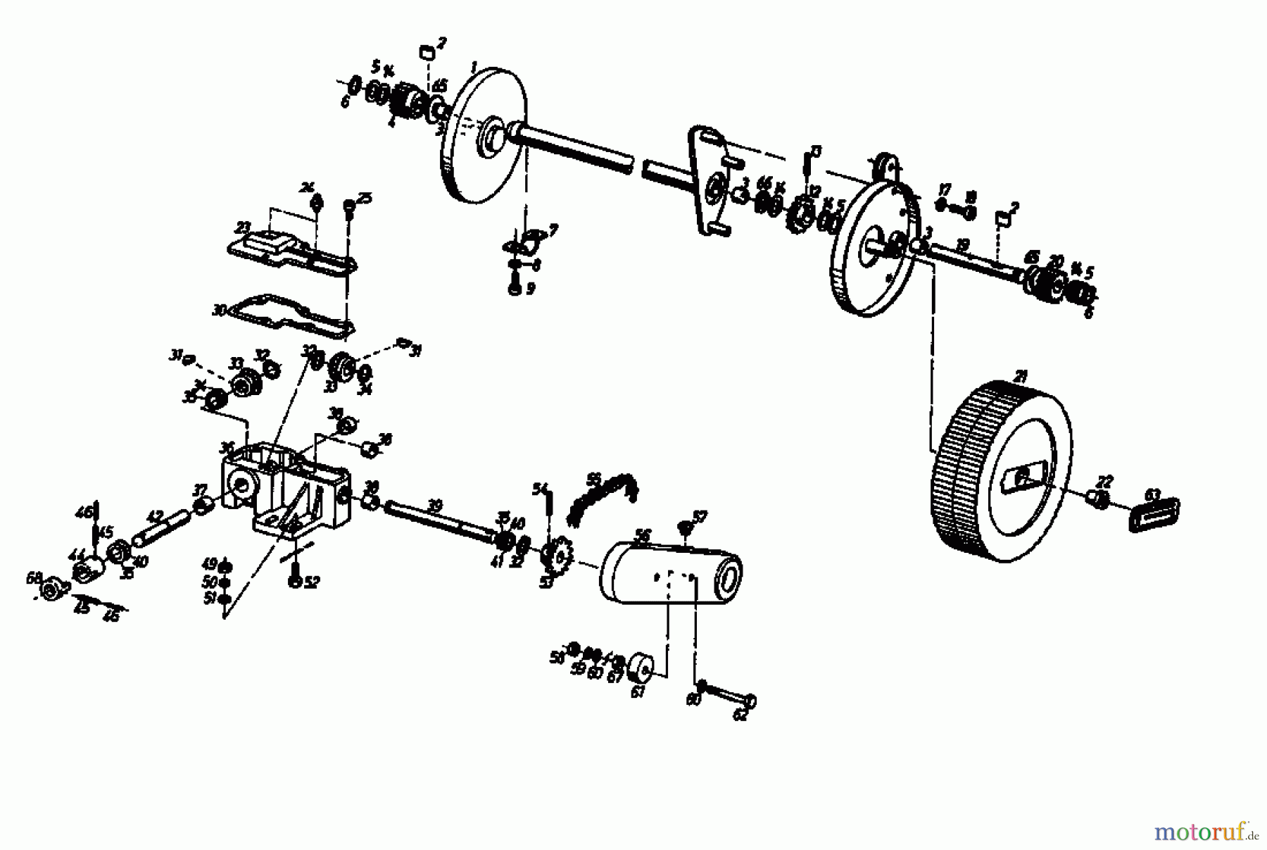  Gutbrod Motormäher mit Antrieb HB 45 REL 02885.02  (1987) Getriebe, Räder
