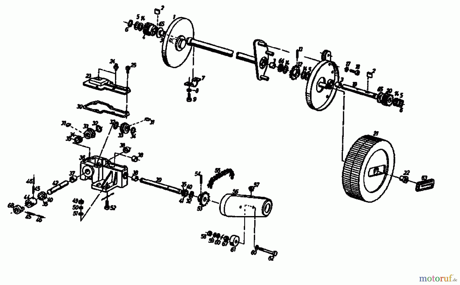  Gutbrod Motormäher mit Antrieb HB 45 R 02627.03  (1987) Getriebe, Räder