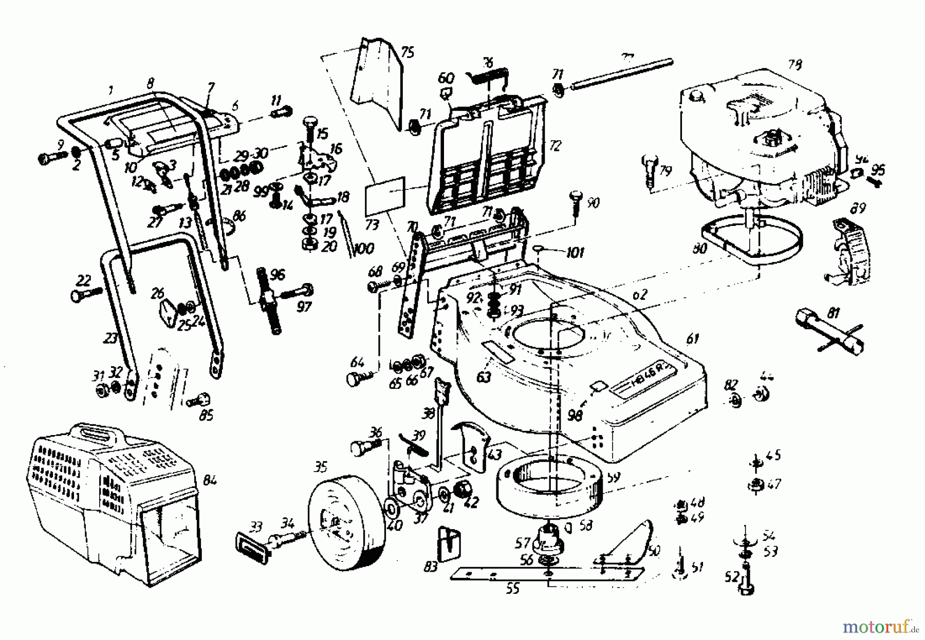  Gutbrod Motormäher mit Antrieb HB 46 R 02877.02  (1988) Grundgerät