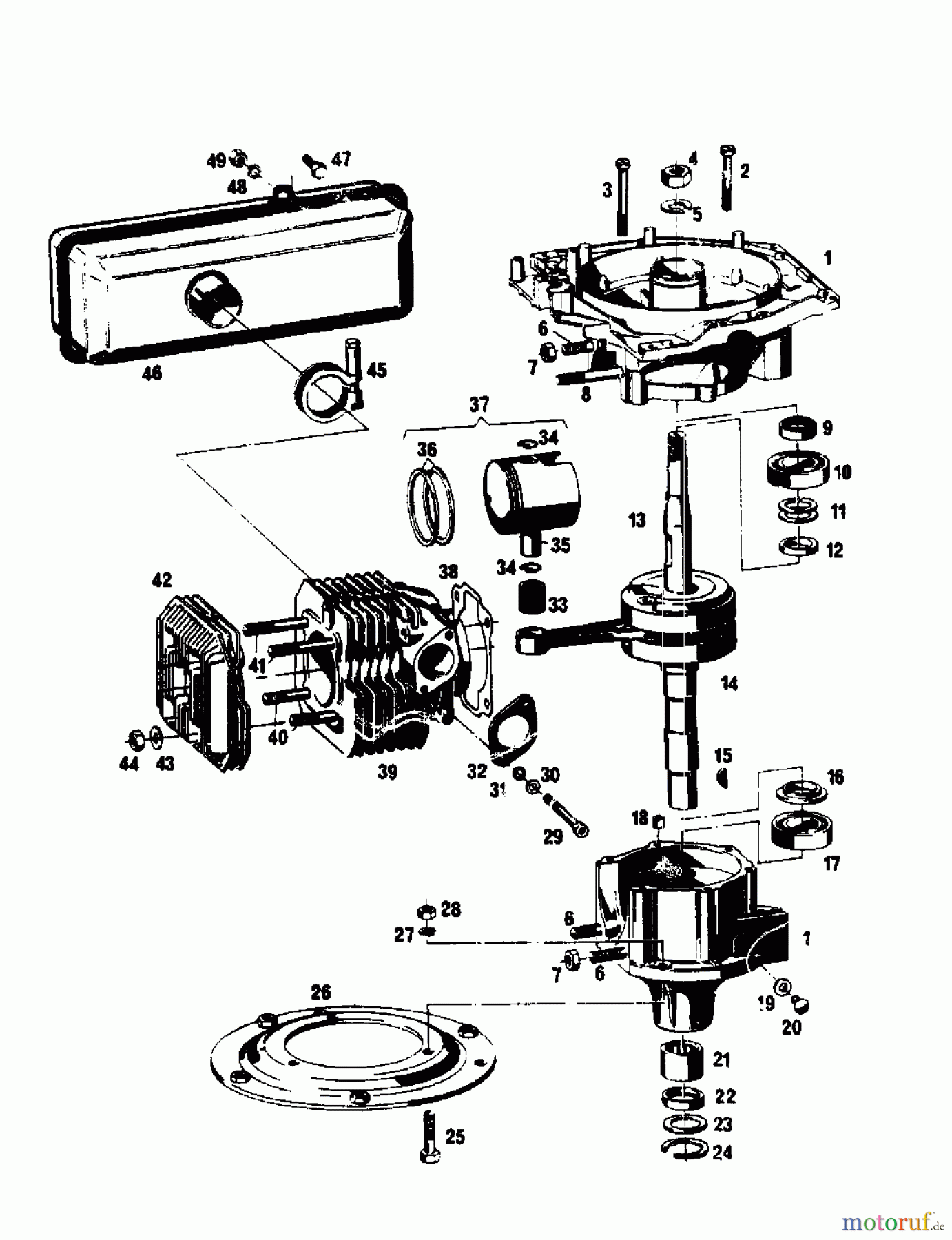  Gutbrod Motormäher mit Antrieb SB 51 R 02608.04  (1988) Kurbelgehäuse, Zylinder