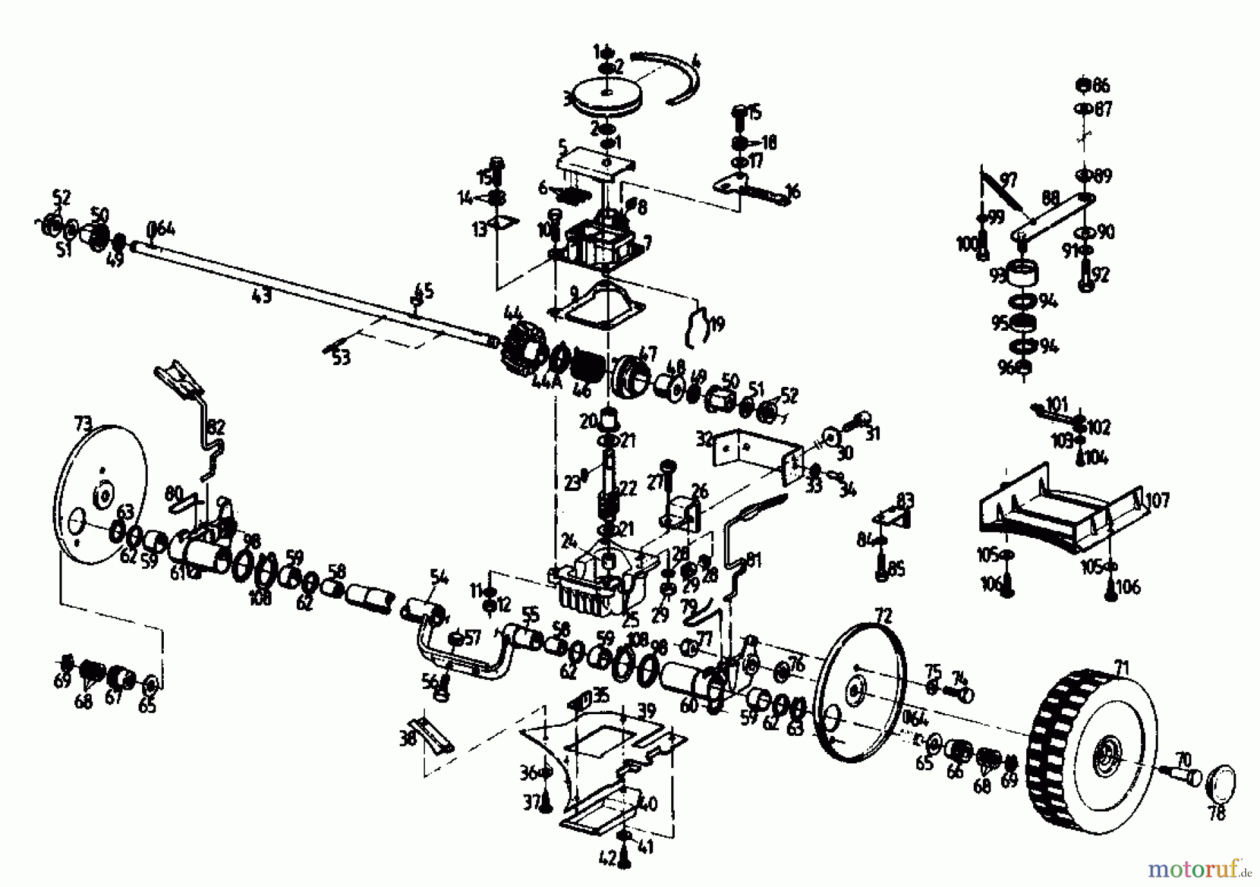  Gutbrod Motormäher mit Antrieb HB 47 R 02847.01  (1989) Getriebe