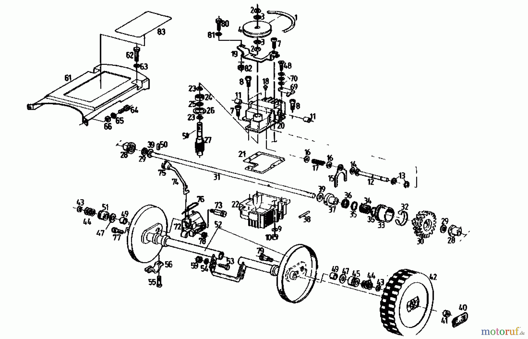  Gutbrod Motormäher mit Antrieb MS 482 R 04008.03  (1990) Getriebe