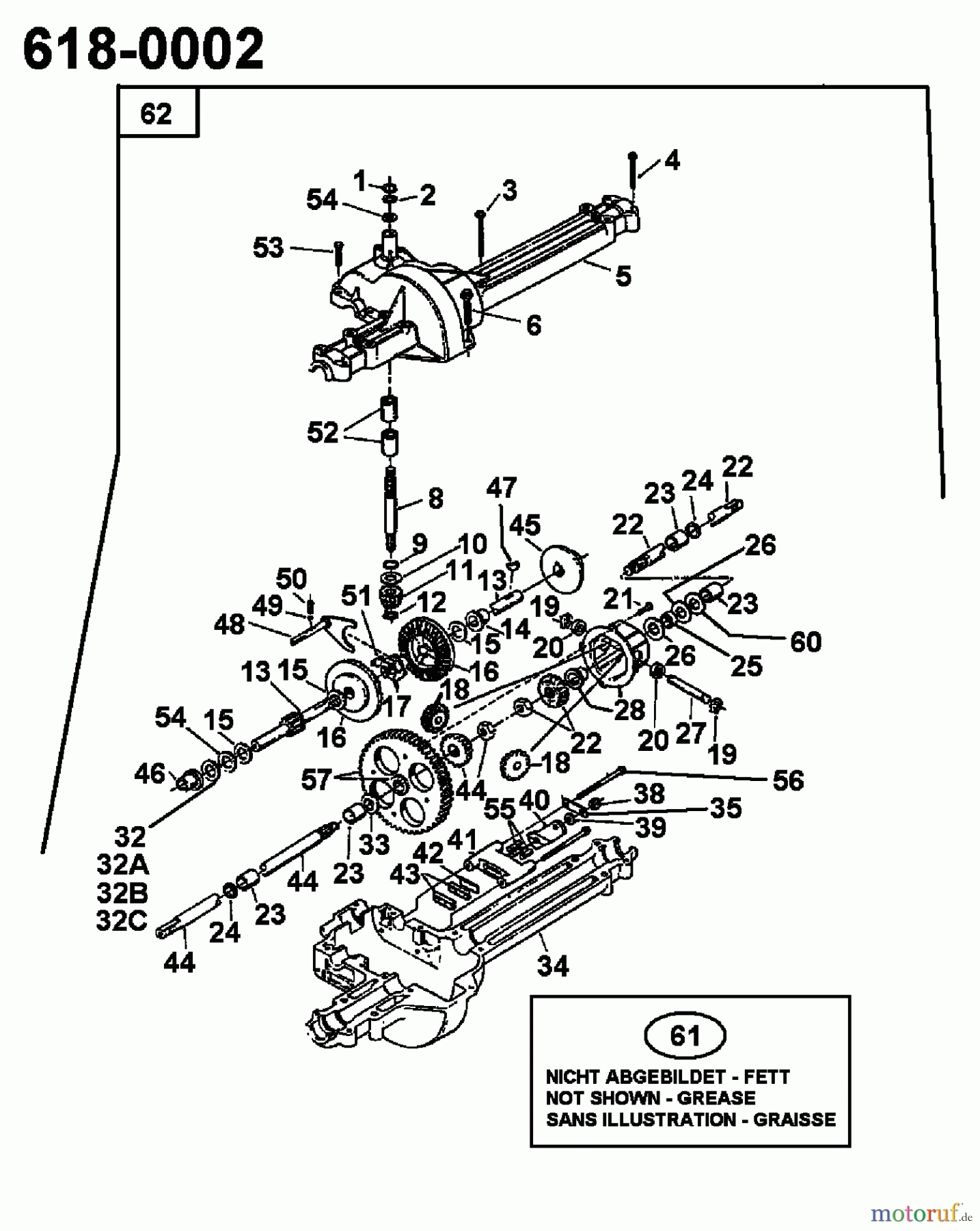  Columbia Rasentraktoren 112/960 N 131-650F626  (1991) Getriebe