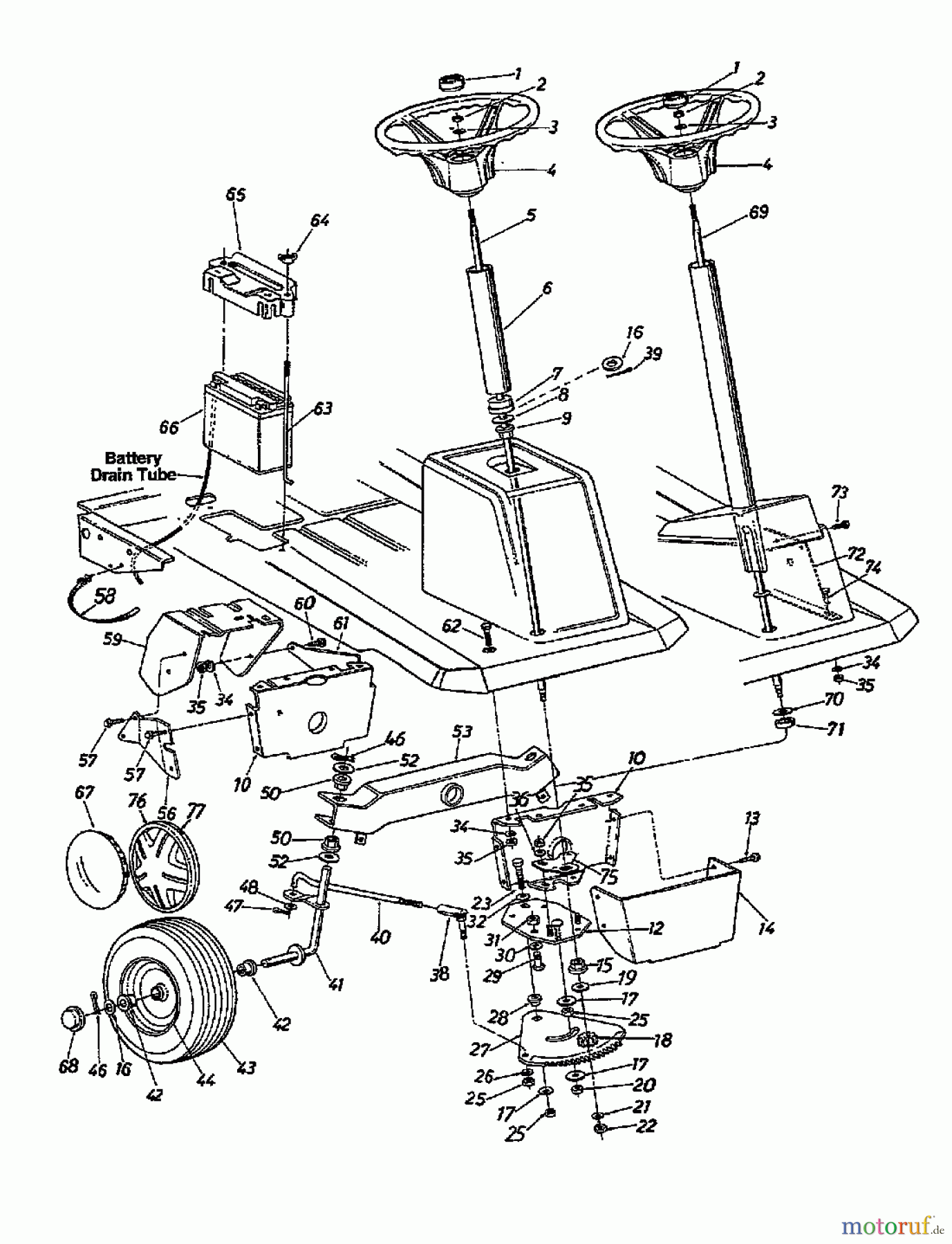  MTD Rasentraktoren 10/76 HN 132-520C  (1992) Vorderachse