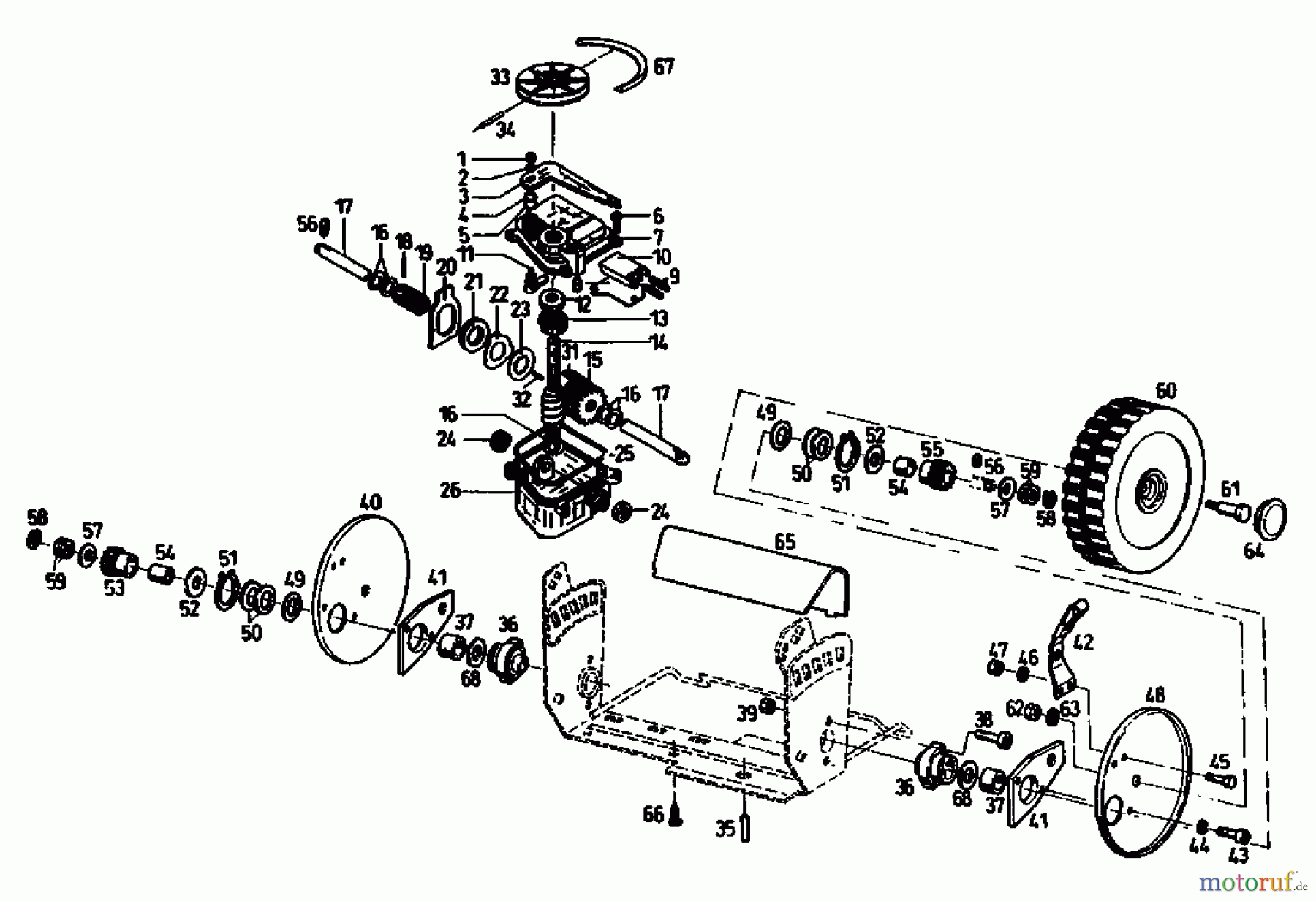  Gutbrod Motormäher mit Antrieb TURBO HBSRE 04011.04  (1992) Getriebe