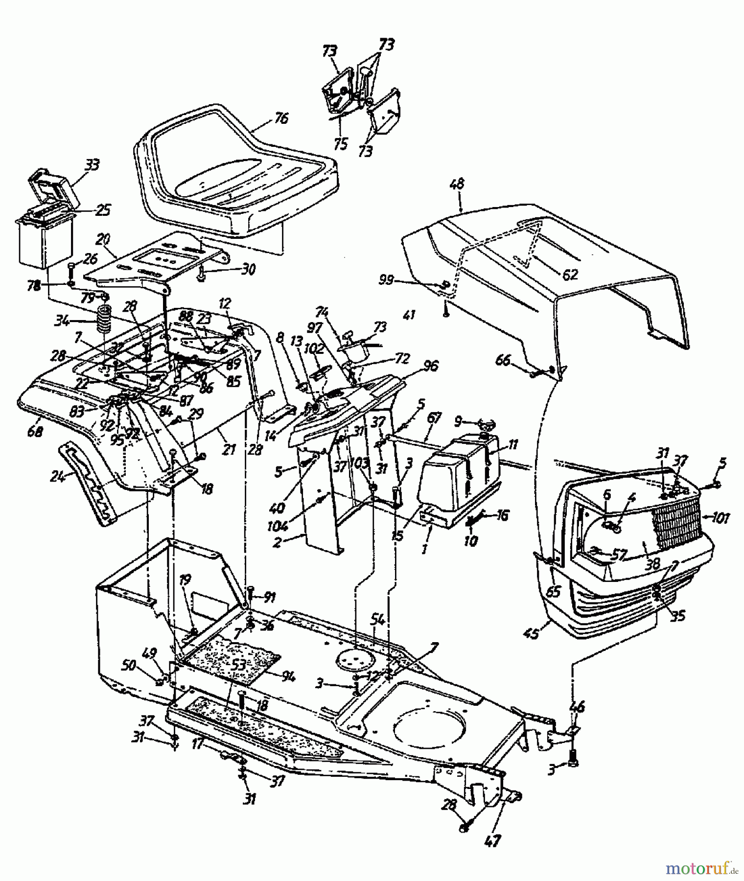  Raiffeisen Rasentraktoren 11 N 132-430E628  (1992) Armaturenbrett, Motorhaube 0-Style, Sitzwanne
