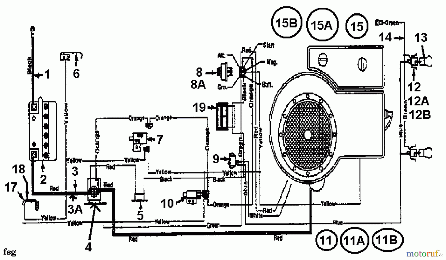  MTD Rasentraktoren 12/91 133I470E653  (1993) Schaltplan Einzylinder