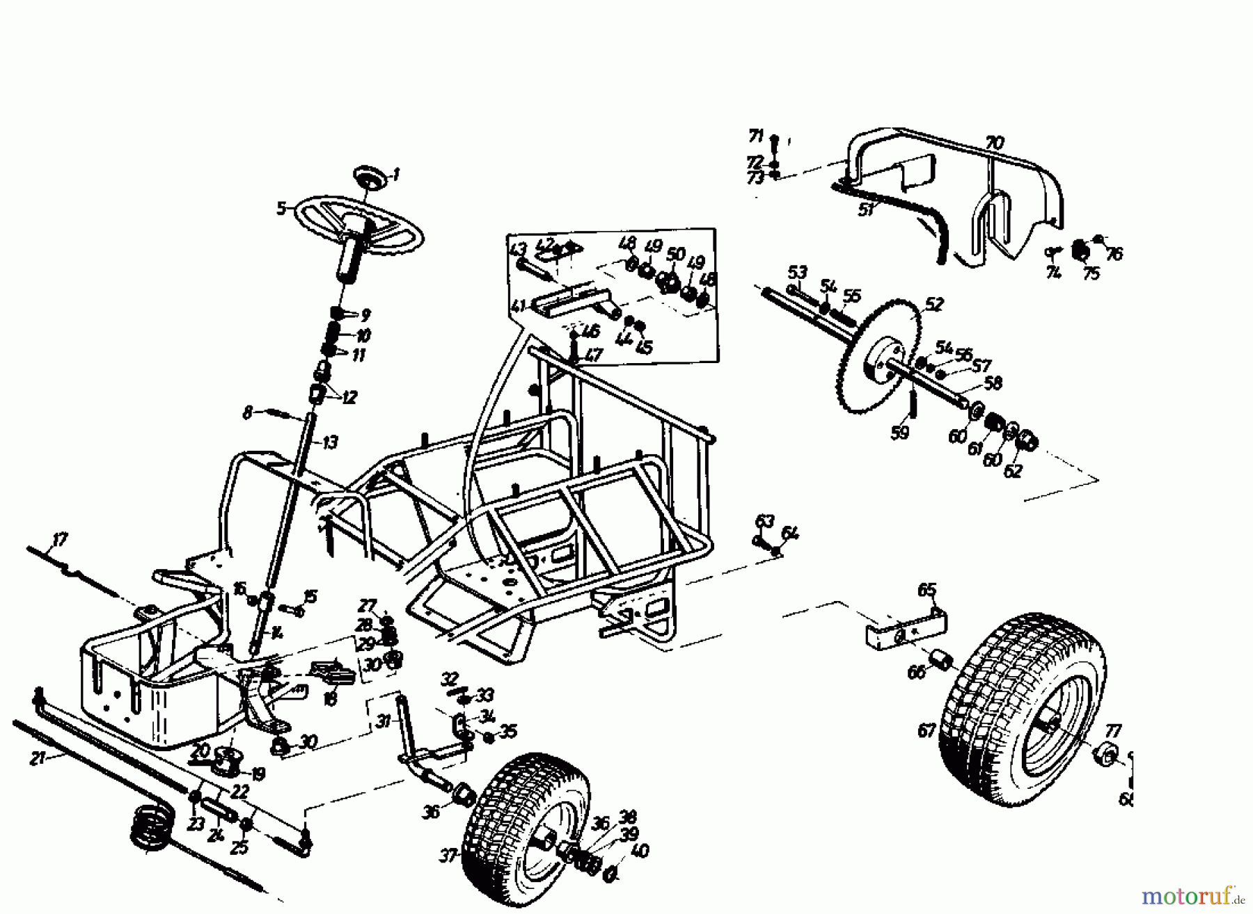  Gutbrod Tracteurs de pelouse Sprint 1000 E 02840.07  (1992) Entraînement de roulement, Volant, Système direction, Roues