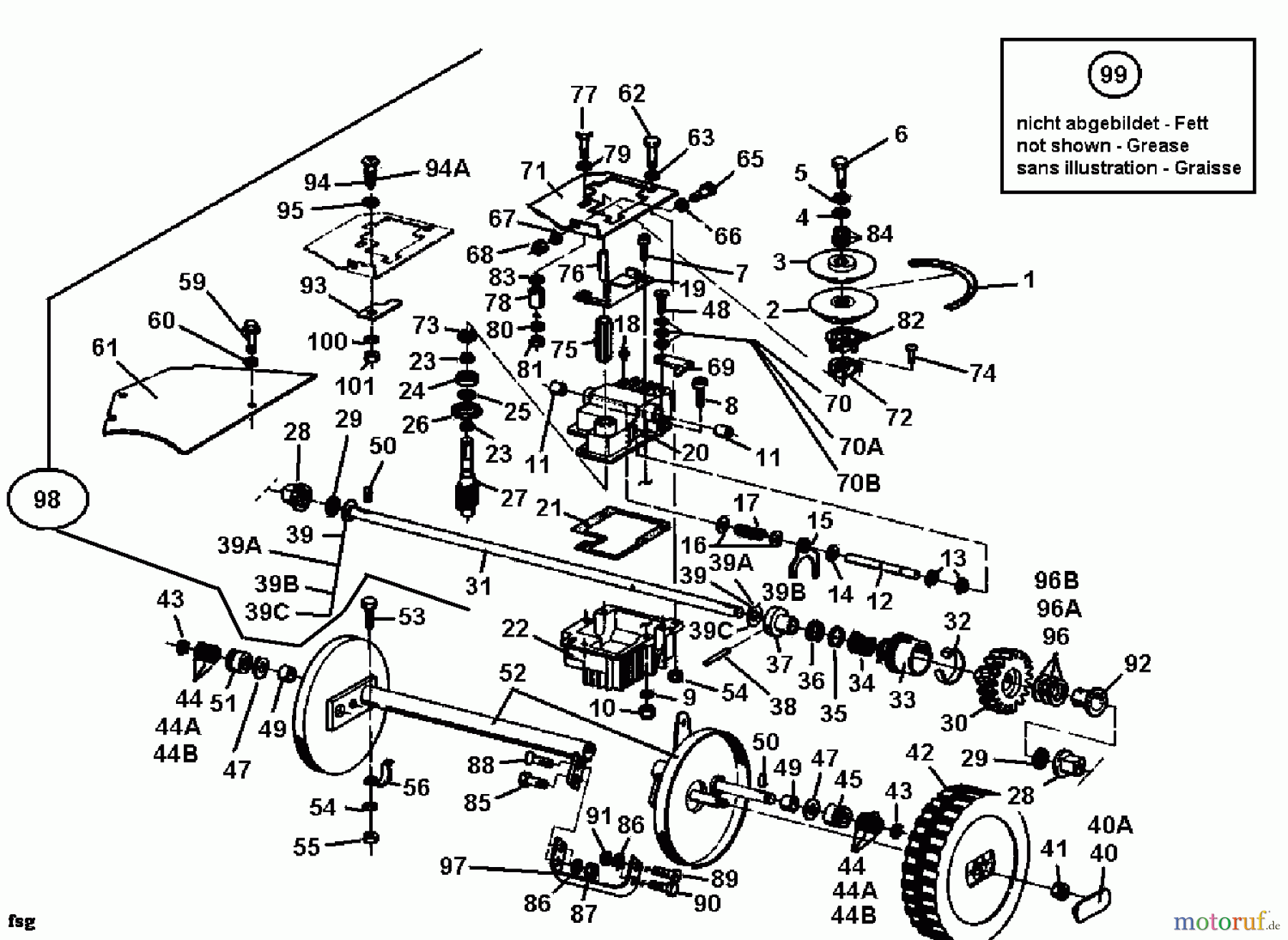  Gutbrod Motormäher mit Antrieb MH 532 RV 04007.01  (1991) Getriebe