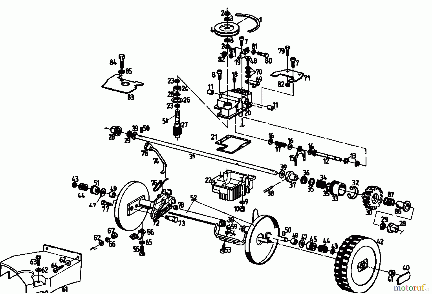  Gutbrod Motormäher mit Antrieb MH 454 R 04006.04  (1992) Getriebe