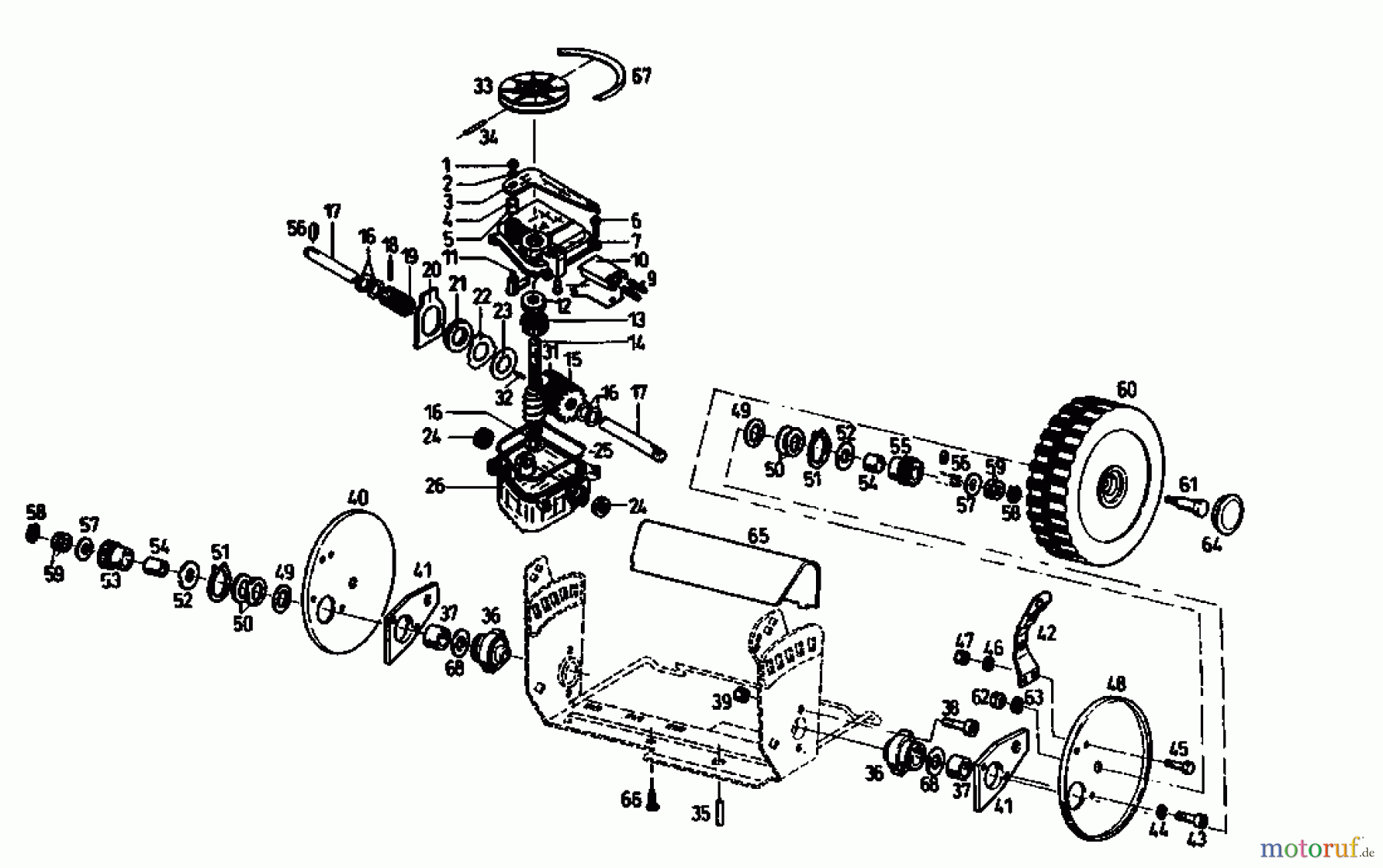  Gutbrod Motormäher mit Antrieb TURBO HBSR 04011.03  (1993) Getriebe