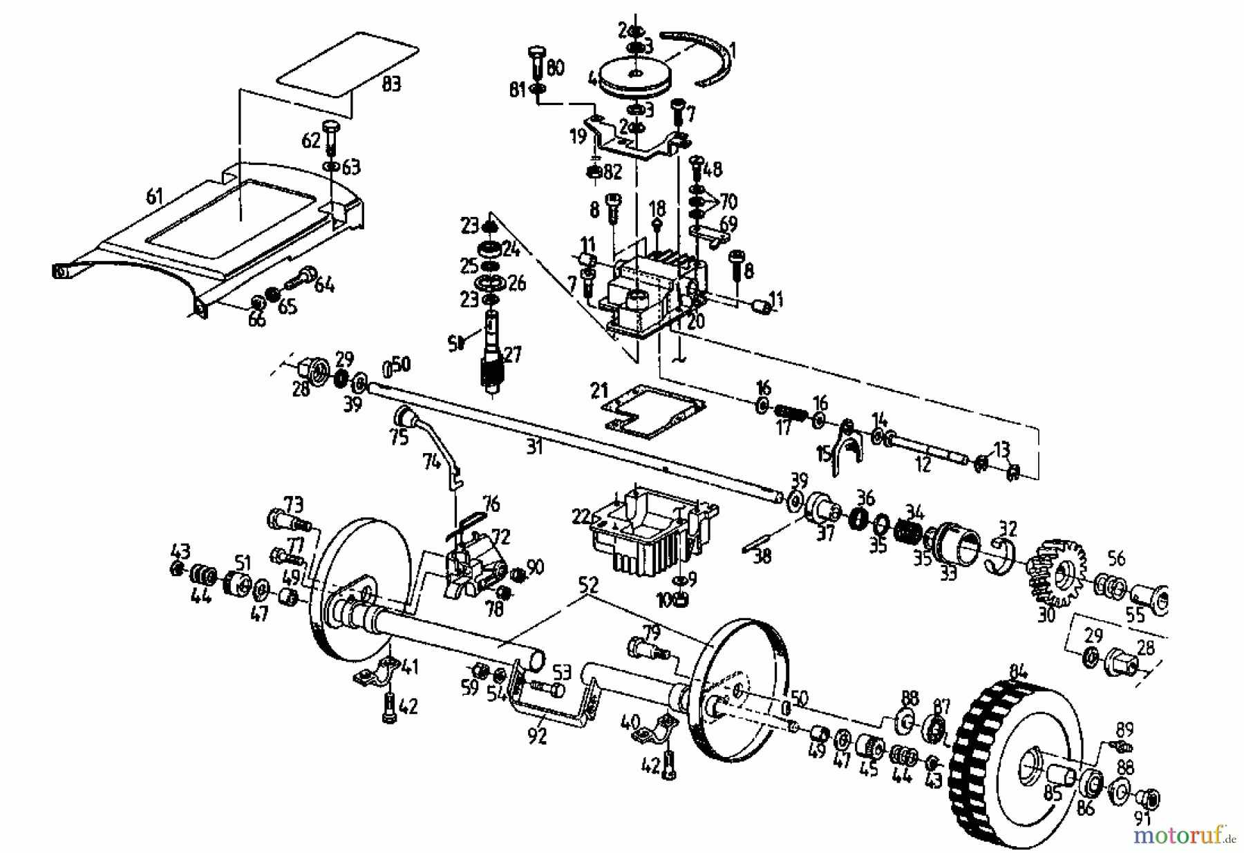  Gutbrod Motormäher mit Antrieb MS 482 PR 04016.03  (1993) Getriebe