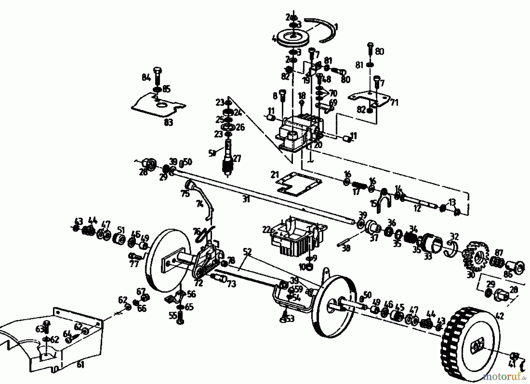 Gutbrod Motormäher mit Antrieb MH 454 R 04006.04  (1993) Getriebe