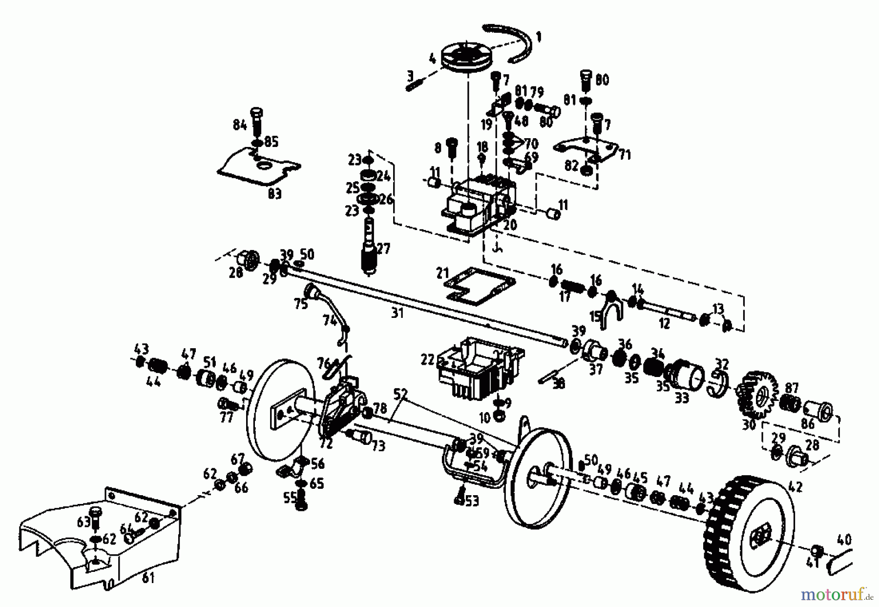  Gutbrod Motormäher mit Antrieb MH 454 RSEB 04024.01  (1994) Getriebe, Räder