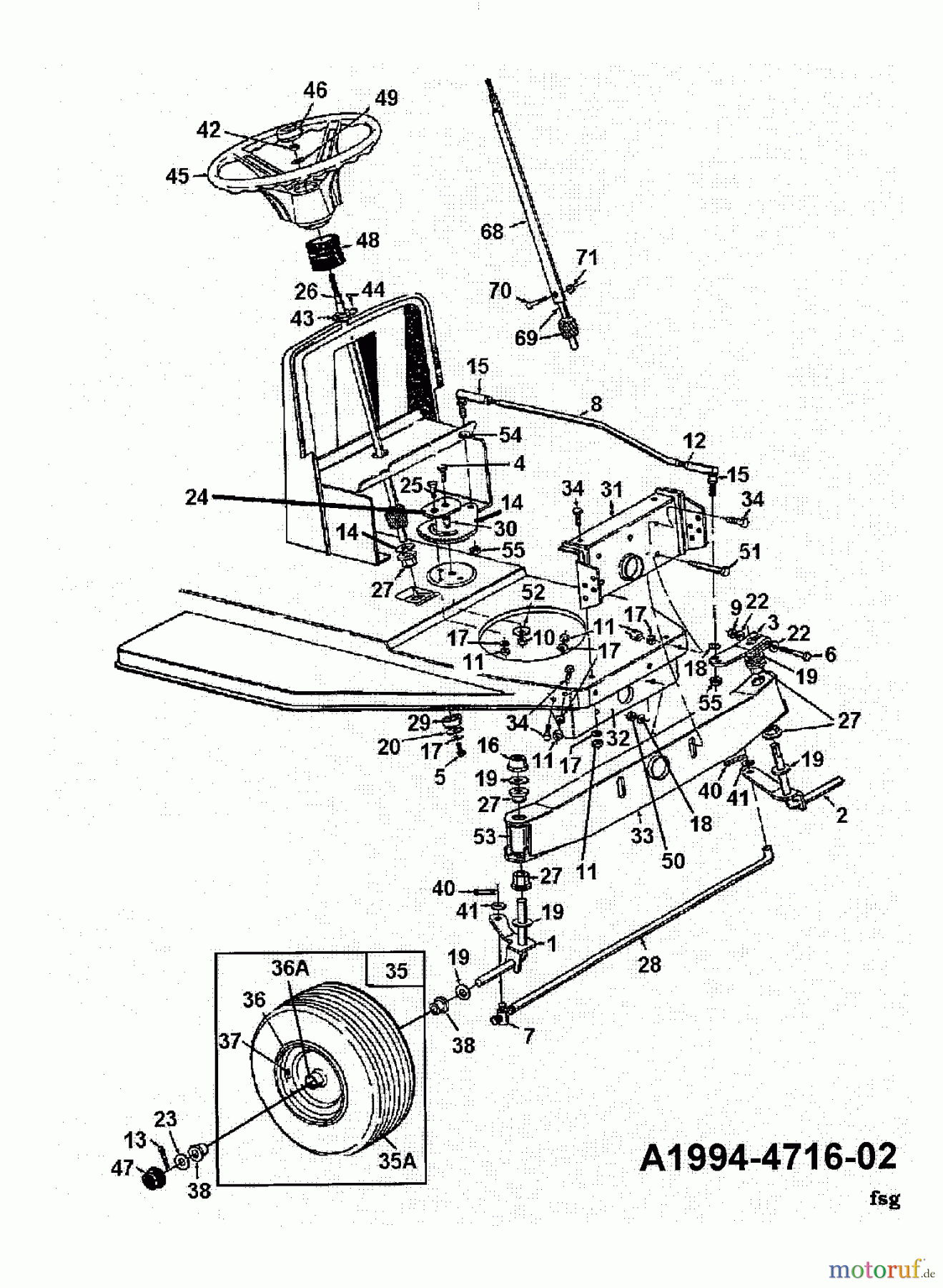  MTD Rasentraktoren B 10 134C352D678  (1994) Vorderachse