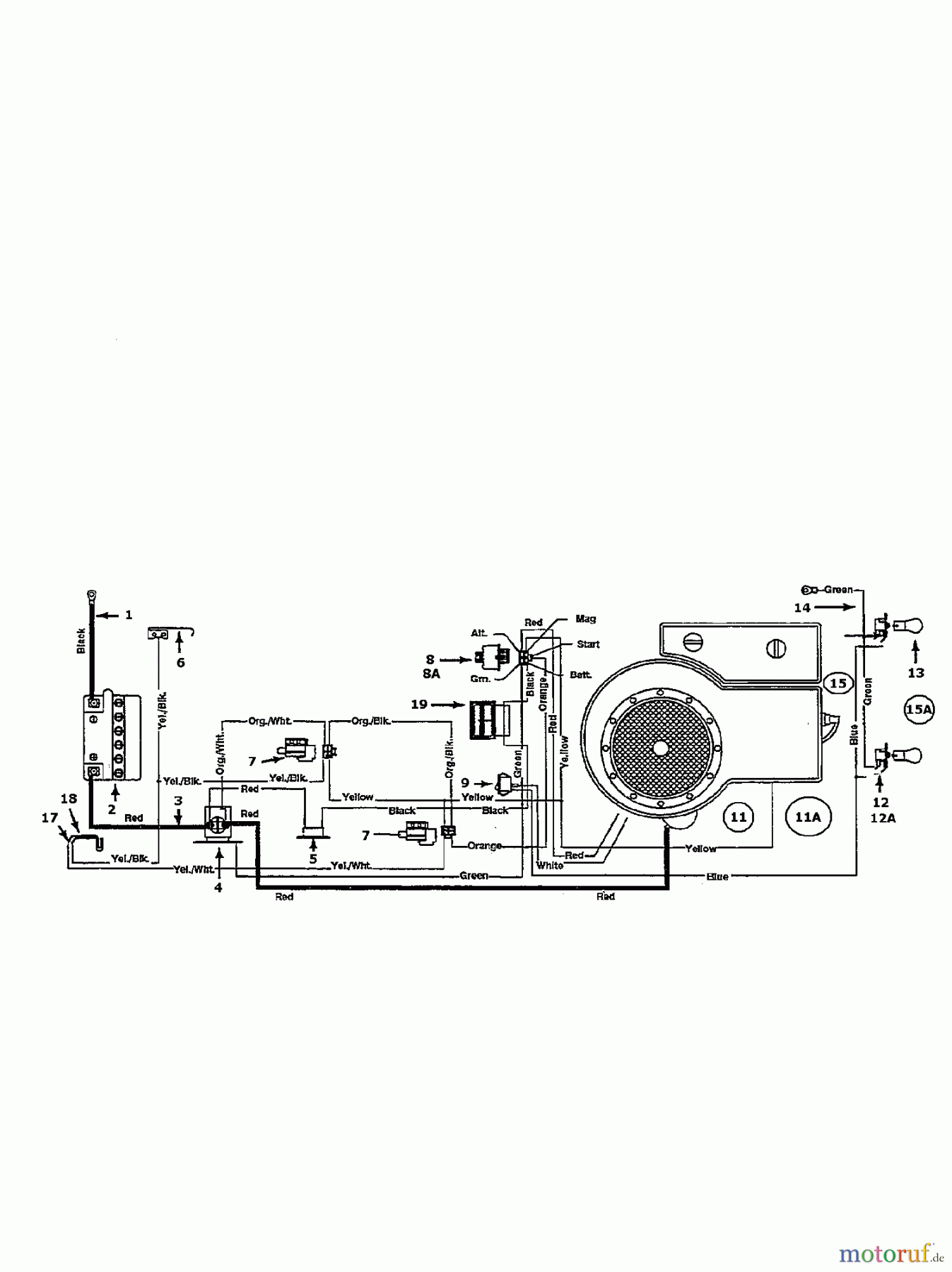  MTD Rasentraktoren 11.5/32 135C450D678  (1995) Schaltplan Einzylinder