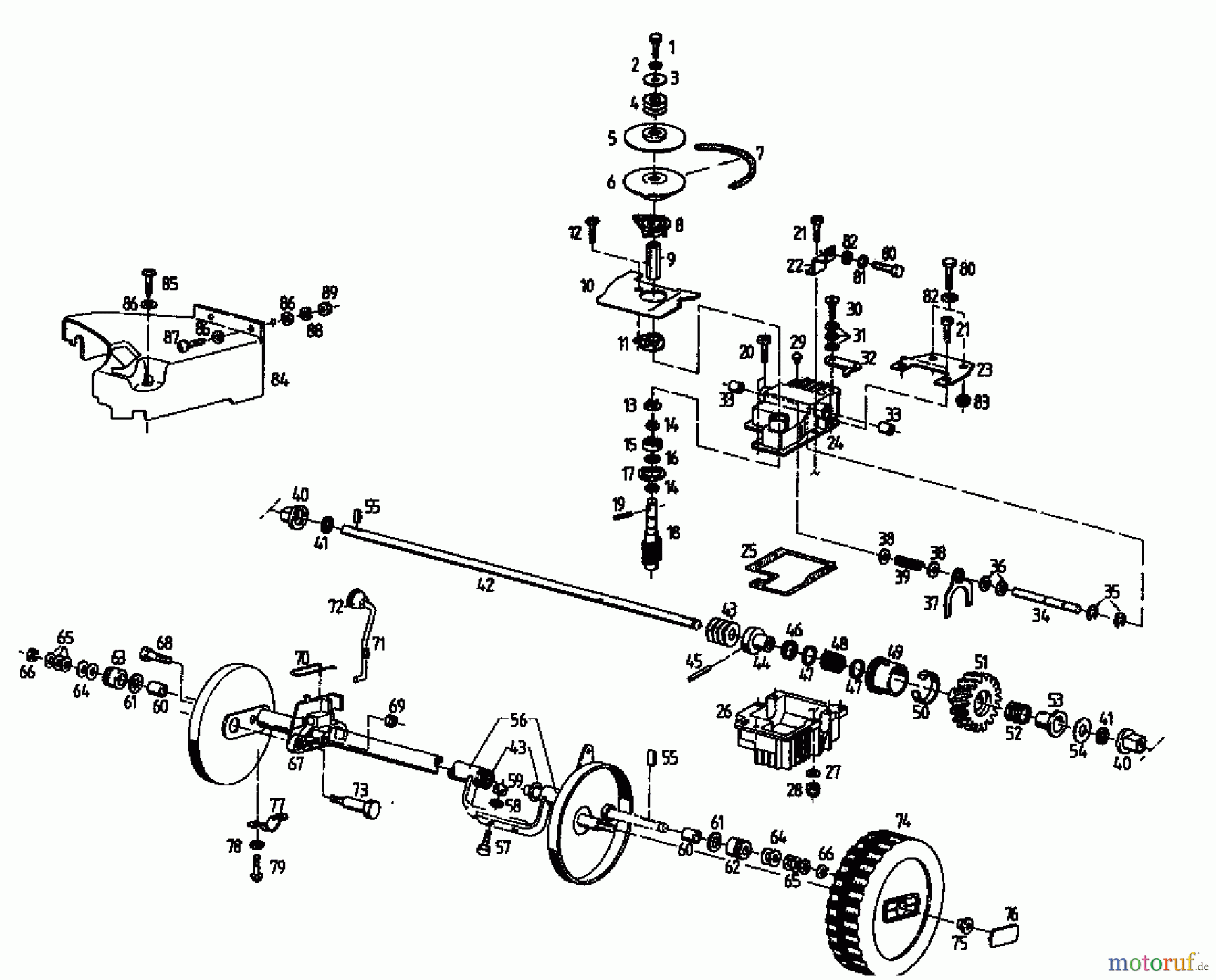  Gutbrod Motormäher mit Antrieb MH 454 RVOM 04024.05  (1995) Getriebe, Räder